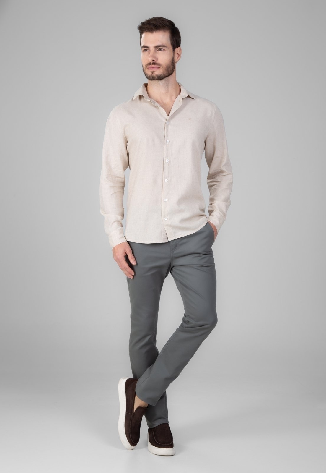 Imagem principal Calça Sarja Traymon Slim Amaciada Cimento Traymon cinza