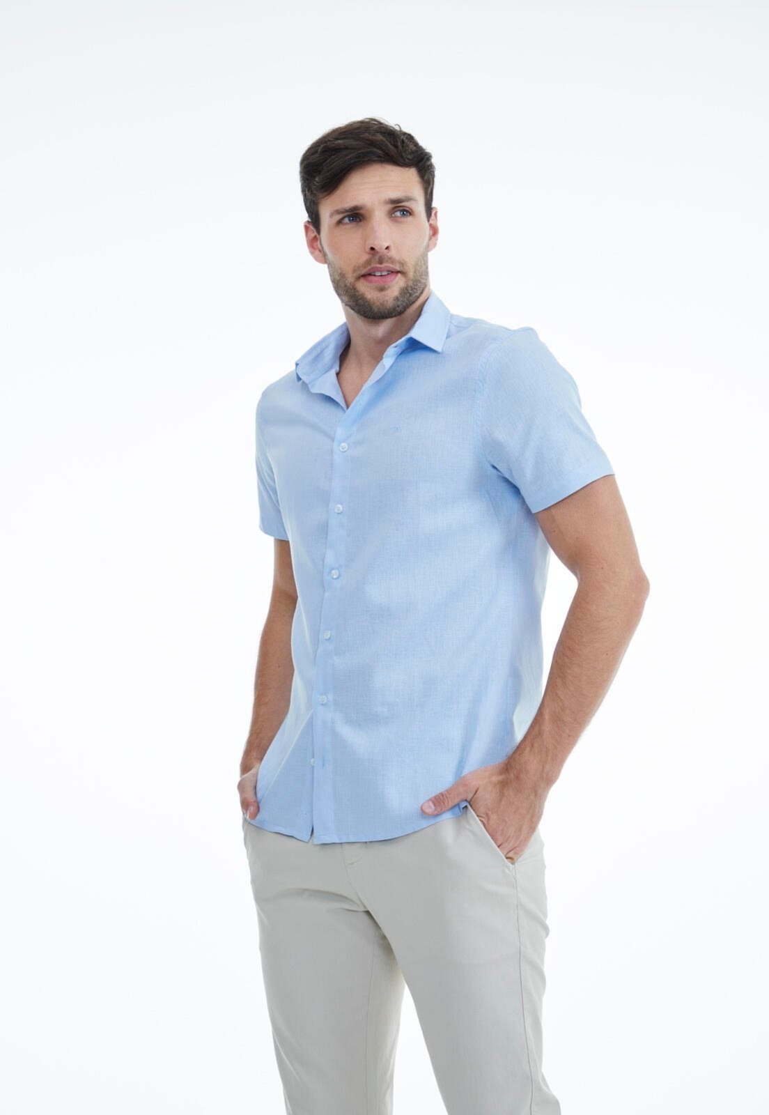 Imagem principal Camisa Linho Slim Traymon Claro - Xgg Traymon azul