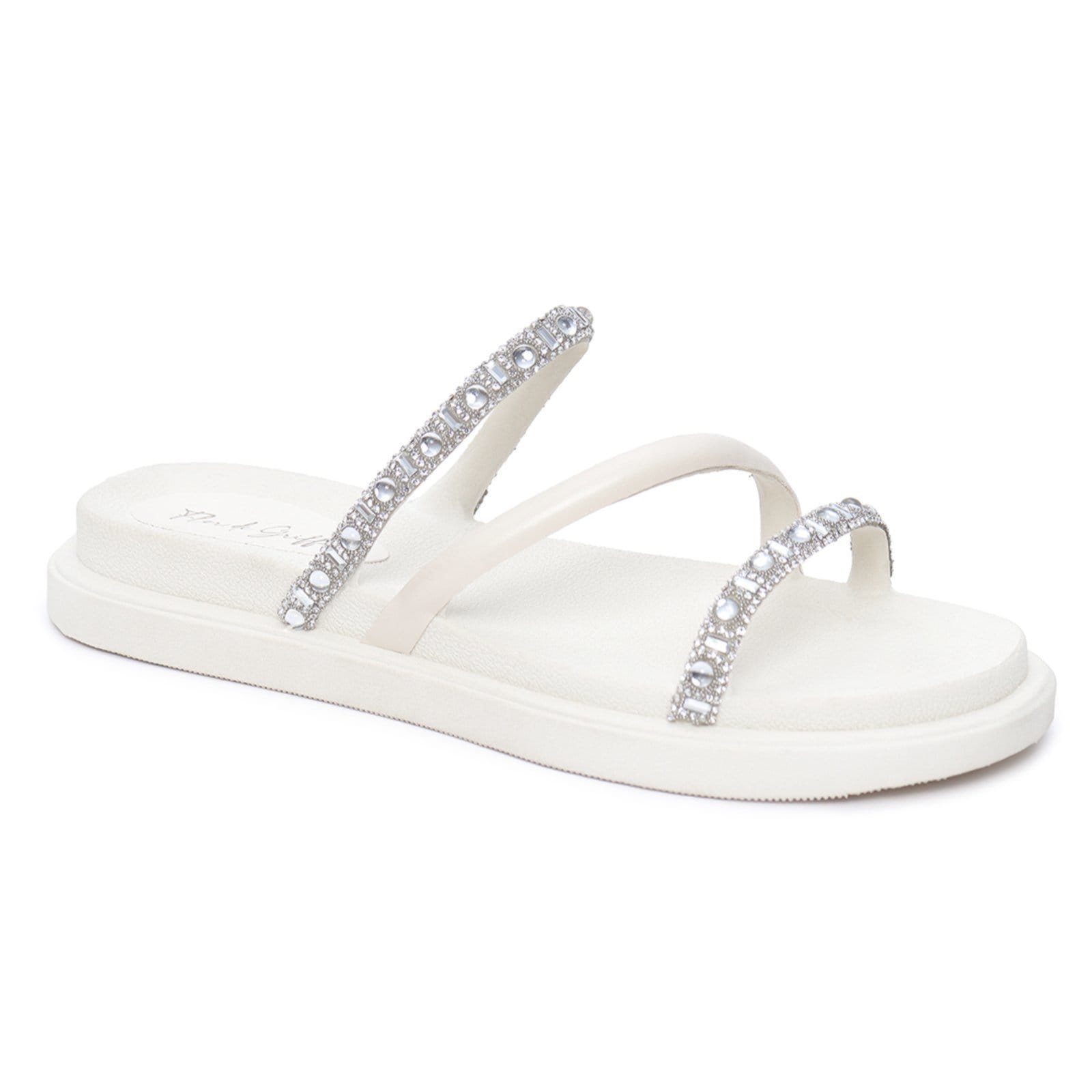 Sandália Papete Flor de Griffe Cristal Off White