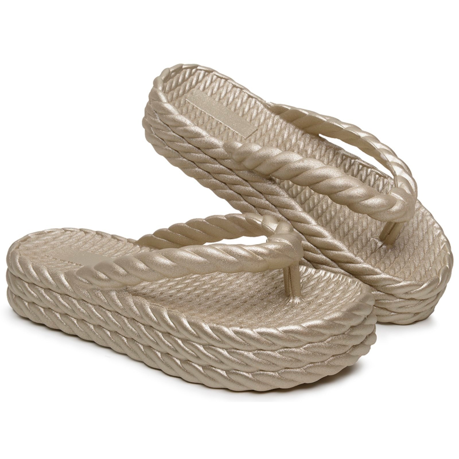 Imagem principal Chinelo Feminino Plataforma A. Andrade Casual Flatform Trançado De Dedo Nuvem Metalizado Veritimo dourado