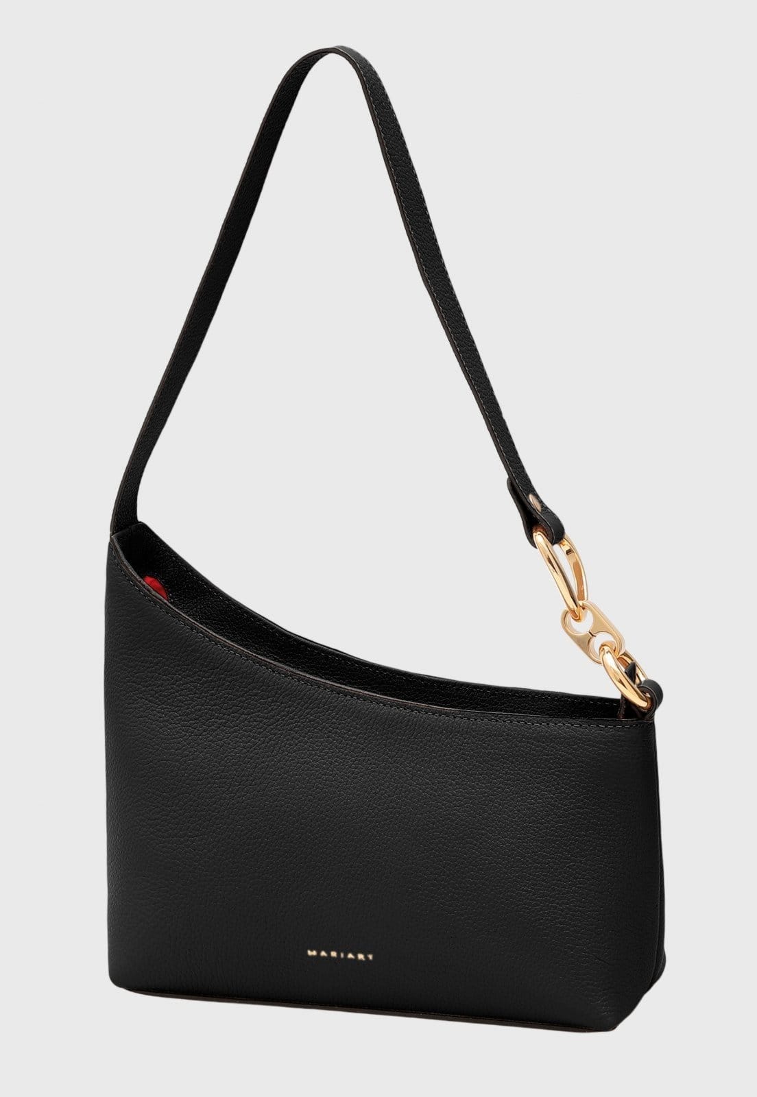 Bolsa Shoulder Couro Mariart Lírio Preta