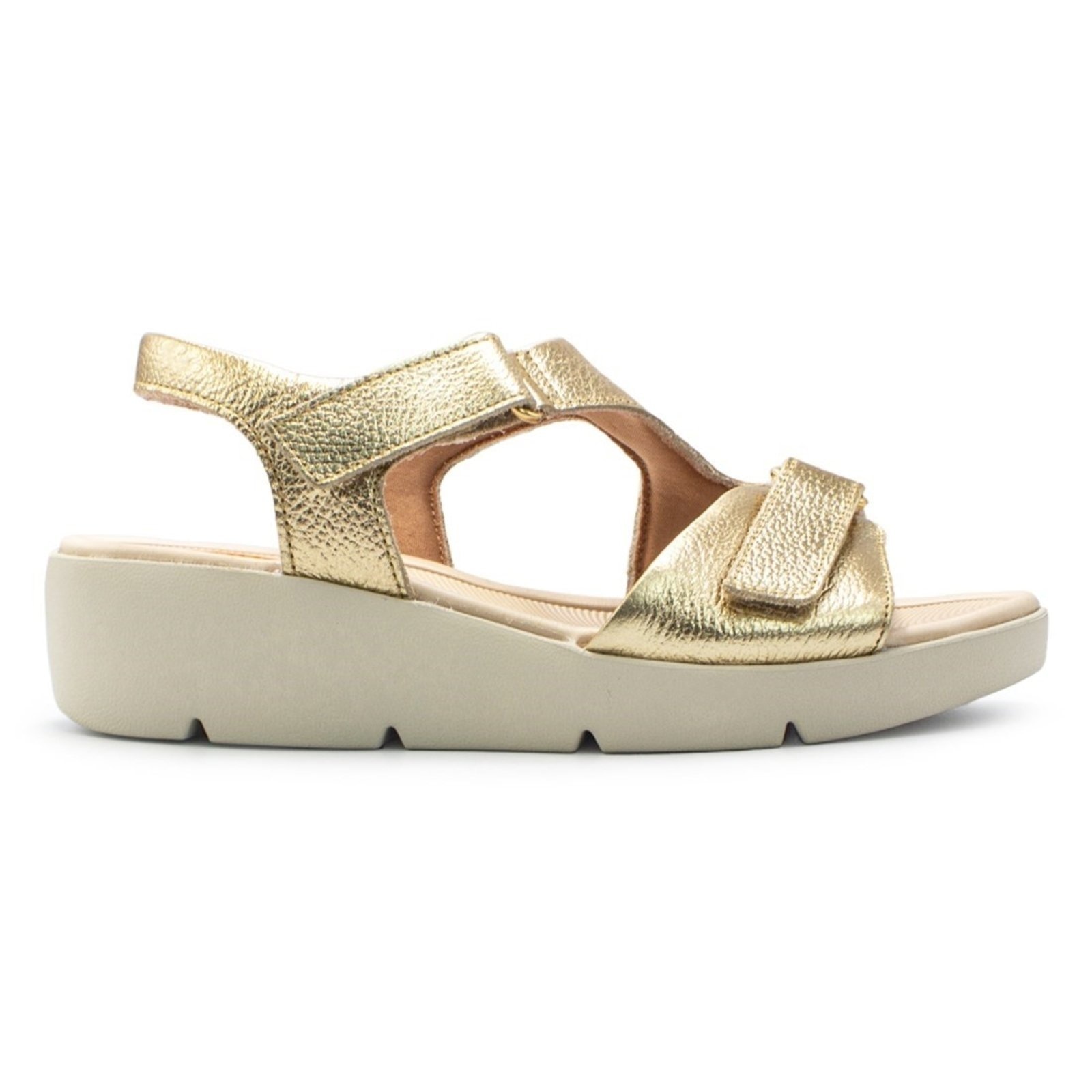 Imagem principal Sandália Usaflex Feminina Em Couro Plataforma Fecho-Flex AL4303 Usaflex dourado