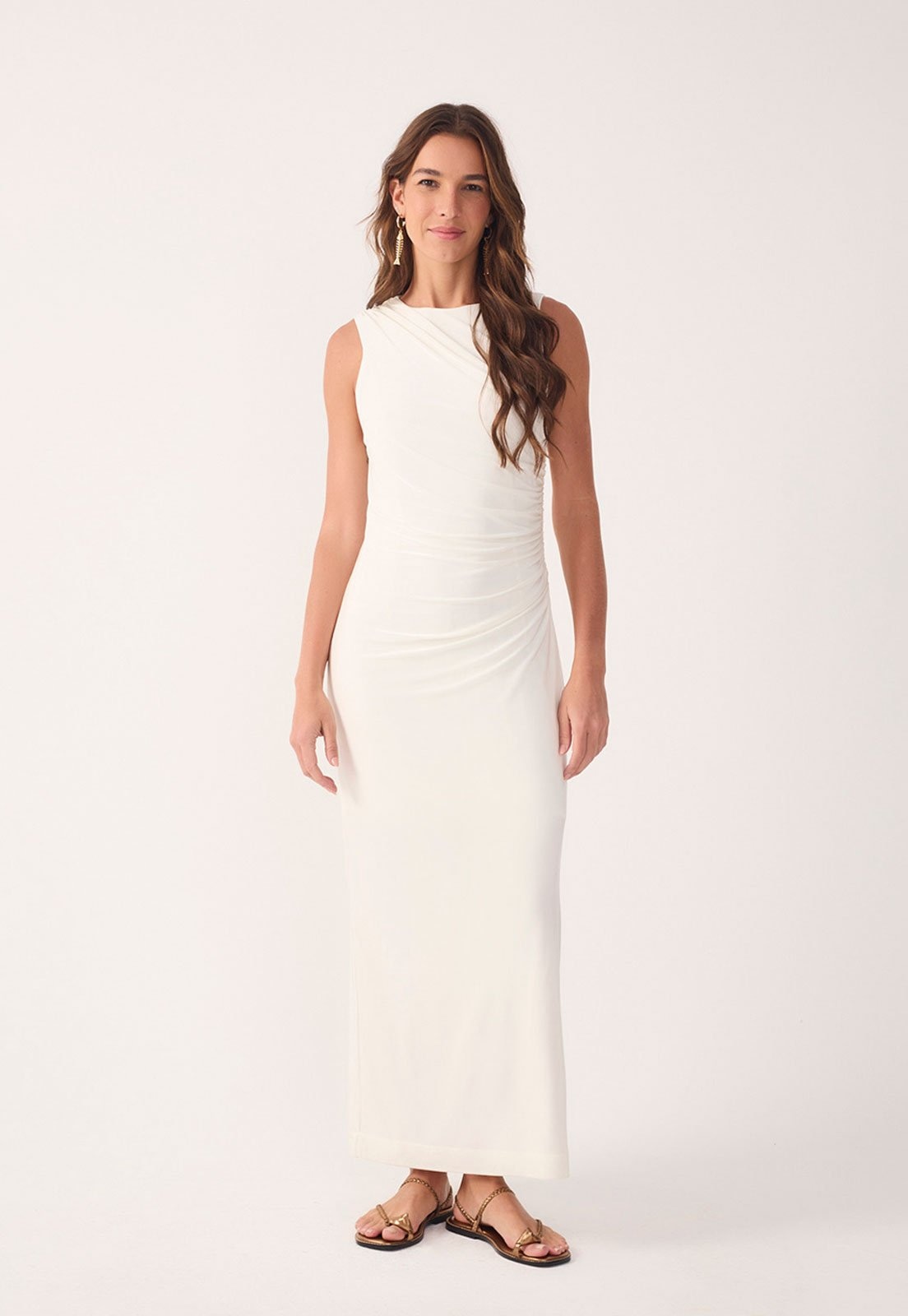 Imagem principal Vestido Feminino Dress To Drapeado Longo Off-White Dress to off-white white