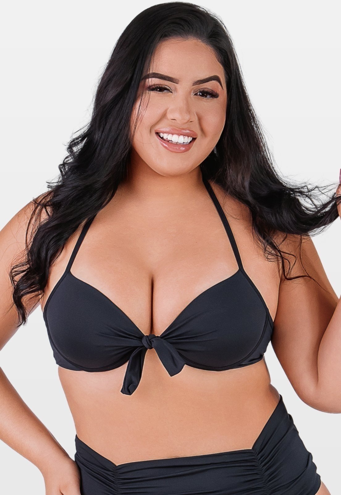 Imagem principal Top Summer Soul Meia Taça Com Bojo e Amarração Plus Size Summer Soul preto