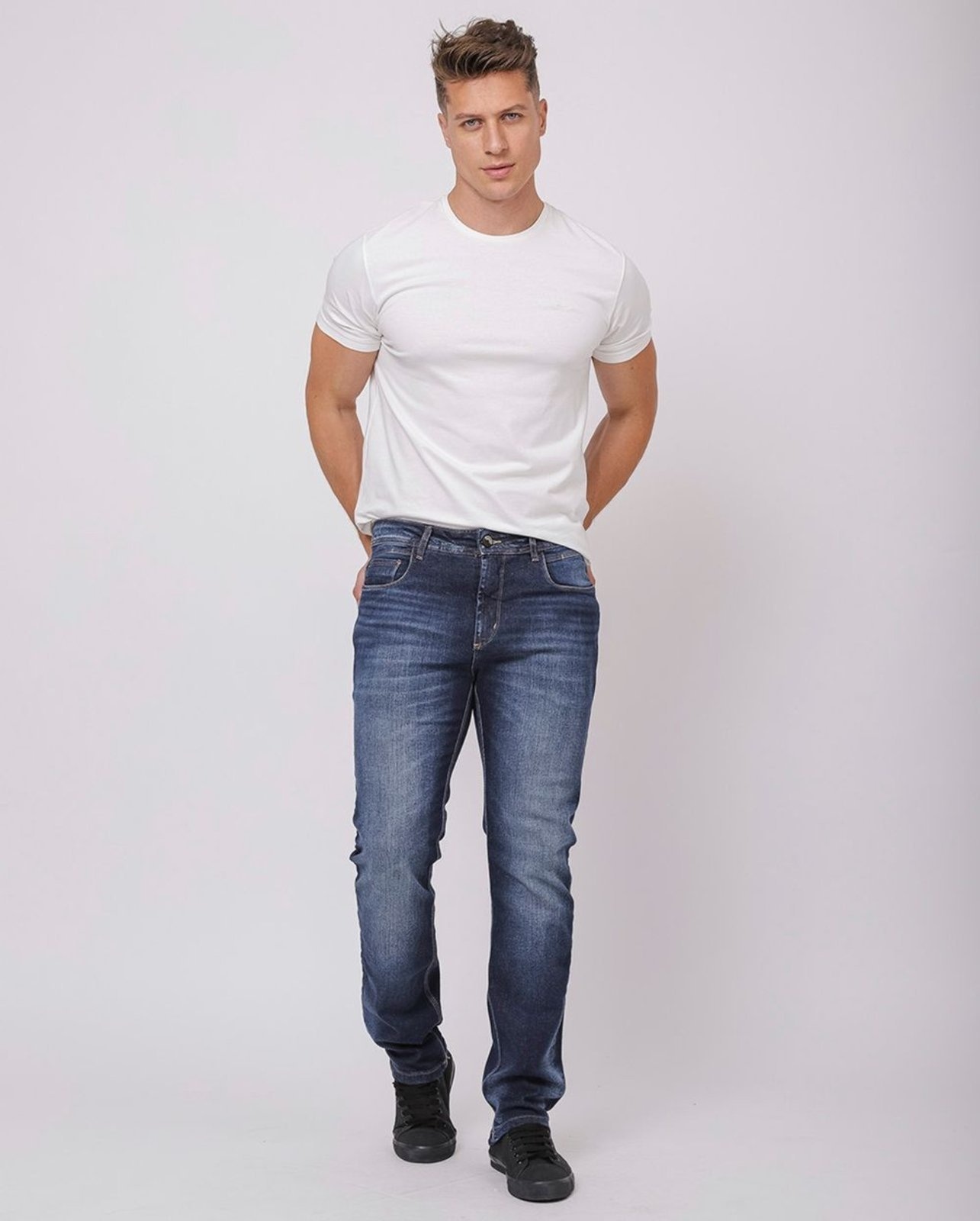 Imagem principal Calça Slim Fit Masculina Detalhe Costura 23860 Escura com Used Consciência jeans