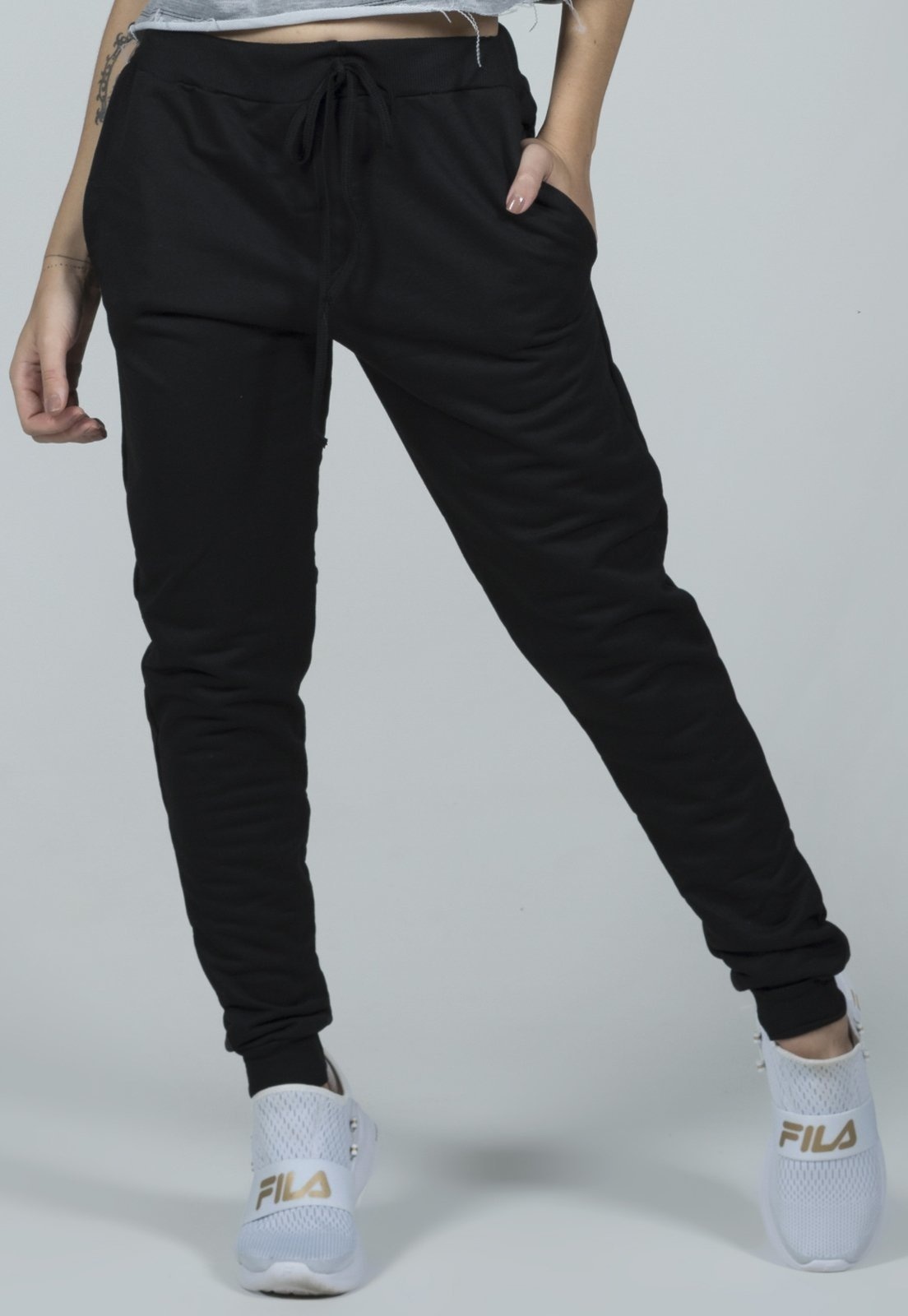 Imagem principal Calça Feminina Vekyo Moletinho Jogger Boslo Casual Preta VEKYO preto