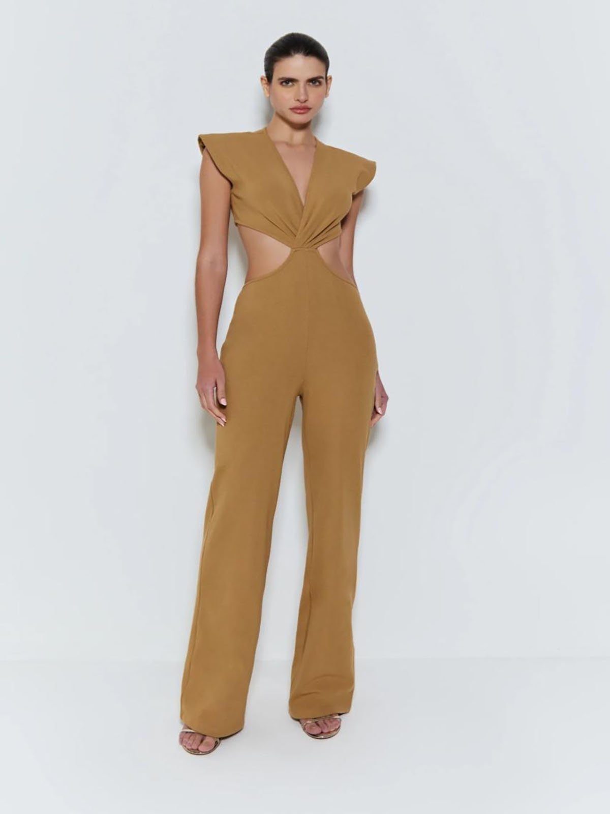 Imagem principal Macacao Decote V Zen e Abertura na Cintura Caqui ZEN cáqui caqui