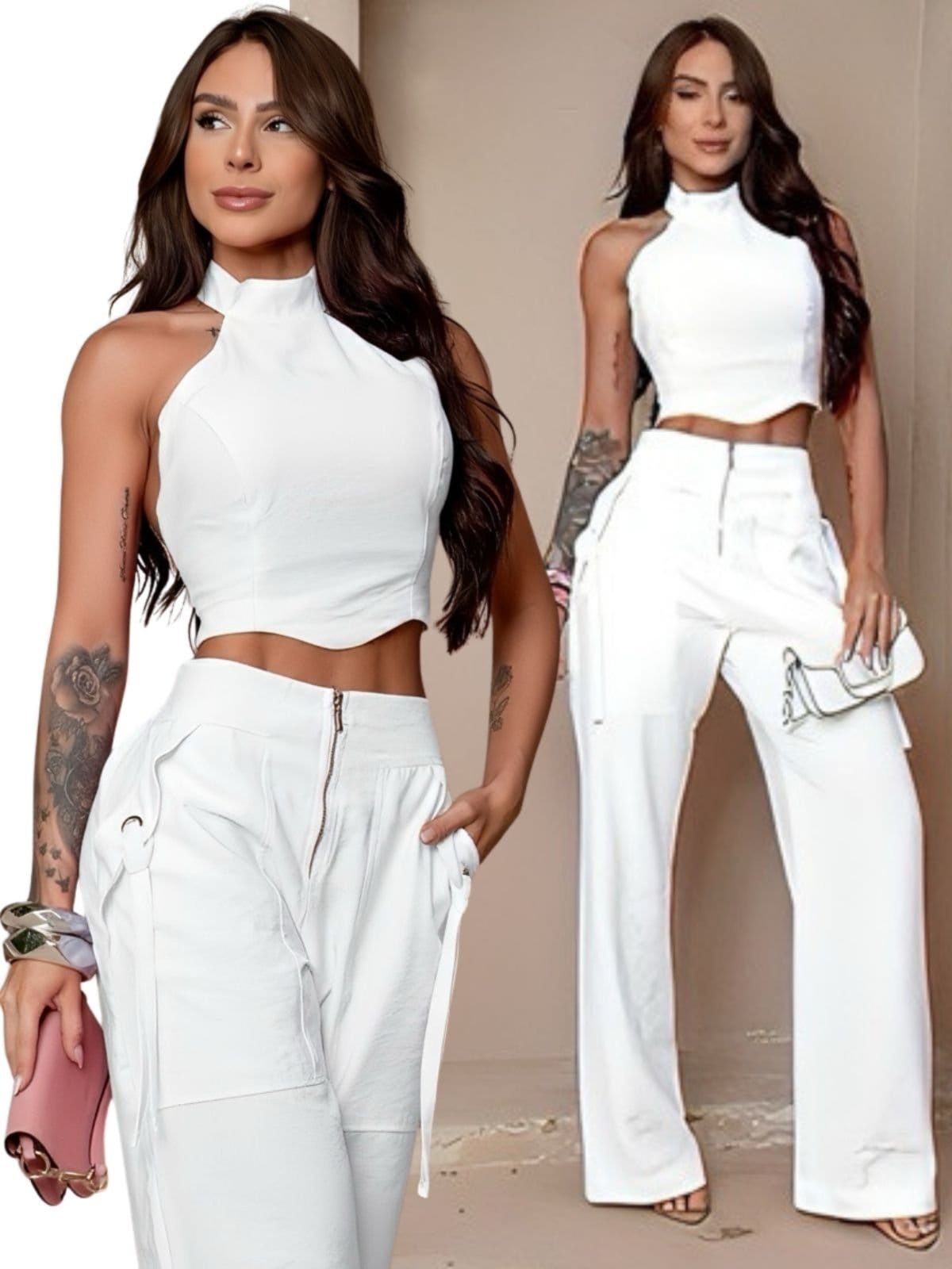 Conjunto Divina Gata Cropped e Calça
