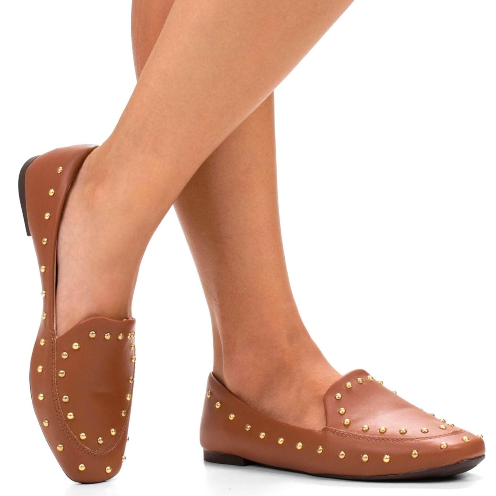 Imagem principal Sapato Feminino Sapatilha Bico redondo confortável macio Ouro ZATURE STORES caramelo