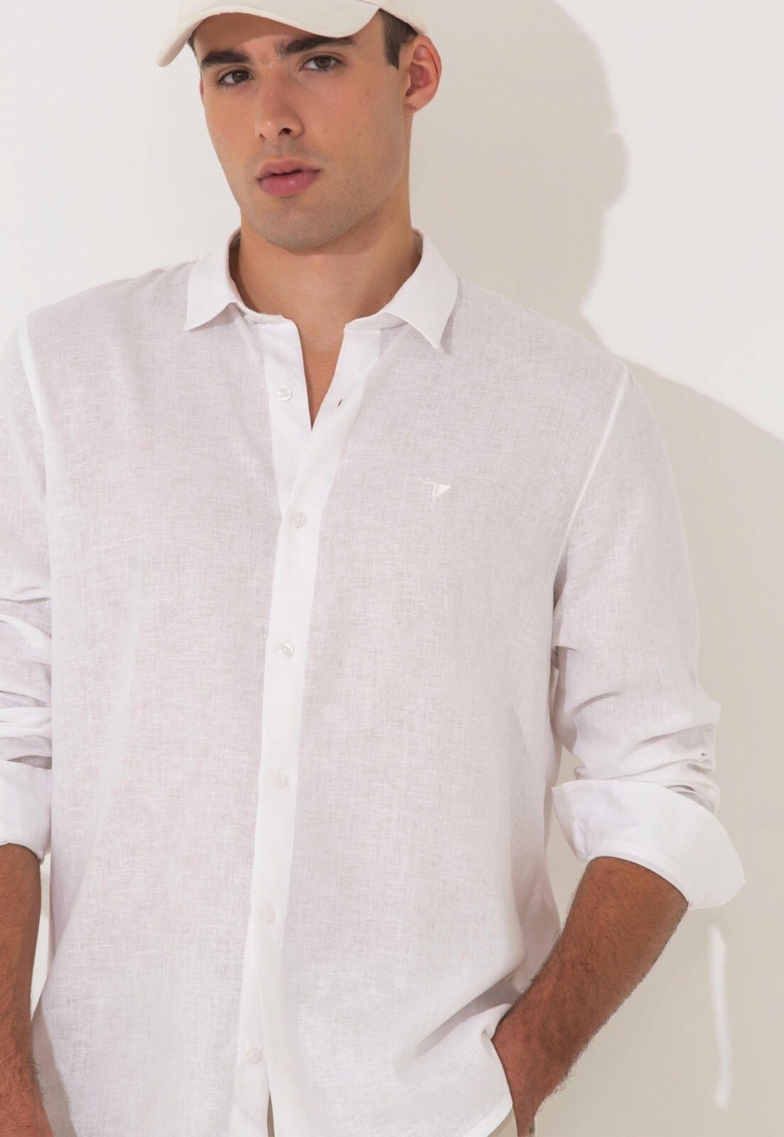 Camisa Linho Slim Manga Longa Traymon - Off White