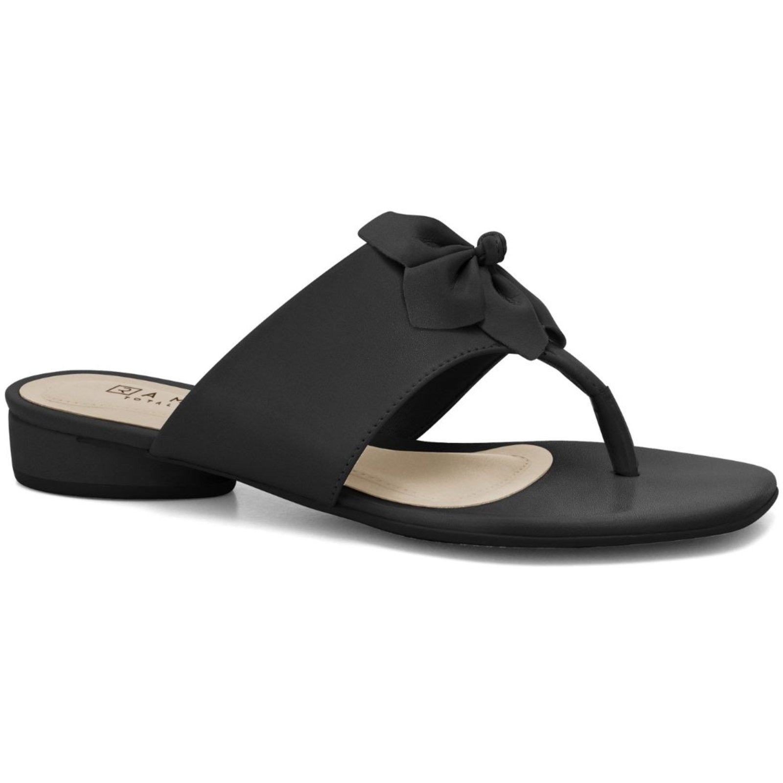 Imagem principal Sandália Feminina Rasteira Preta Flor Ramarim 2423202-8 RAMARIM preto