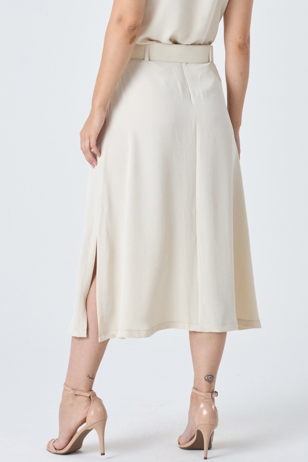 Imagem principal Saia Midi PKS Com Cinto PKS bege