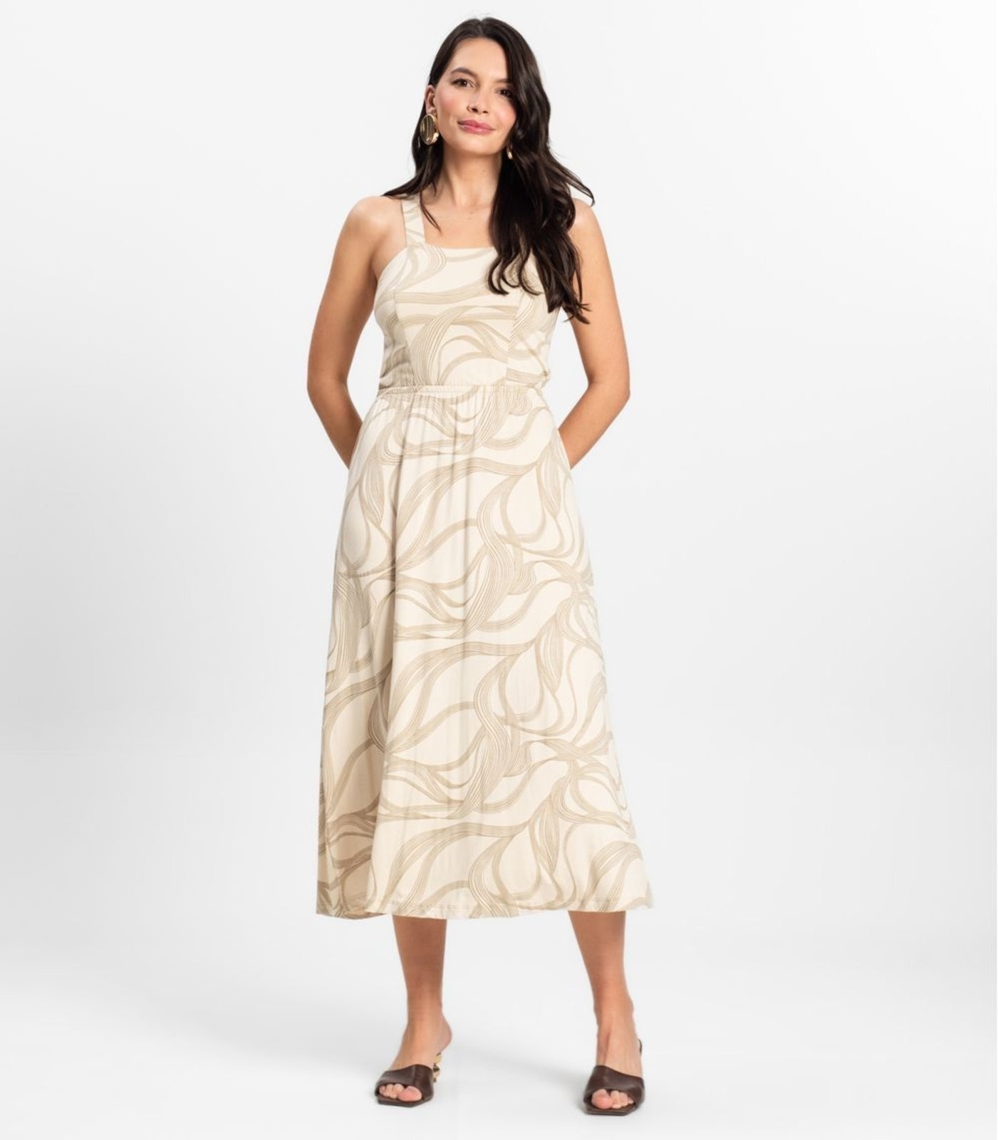 Imagem principal Vestido Midi em Viscotorcion Rovitex Rovitex bege