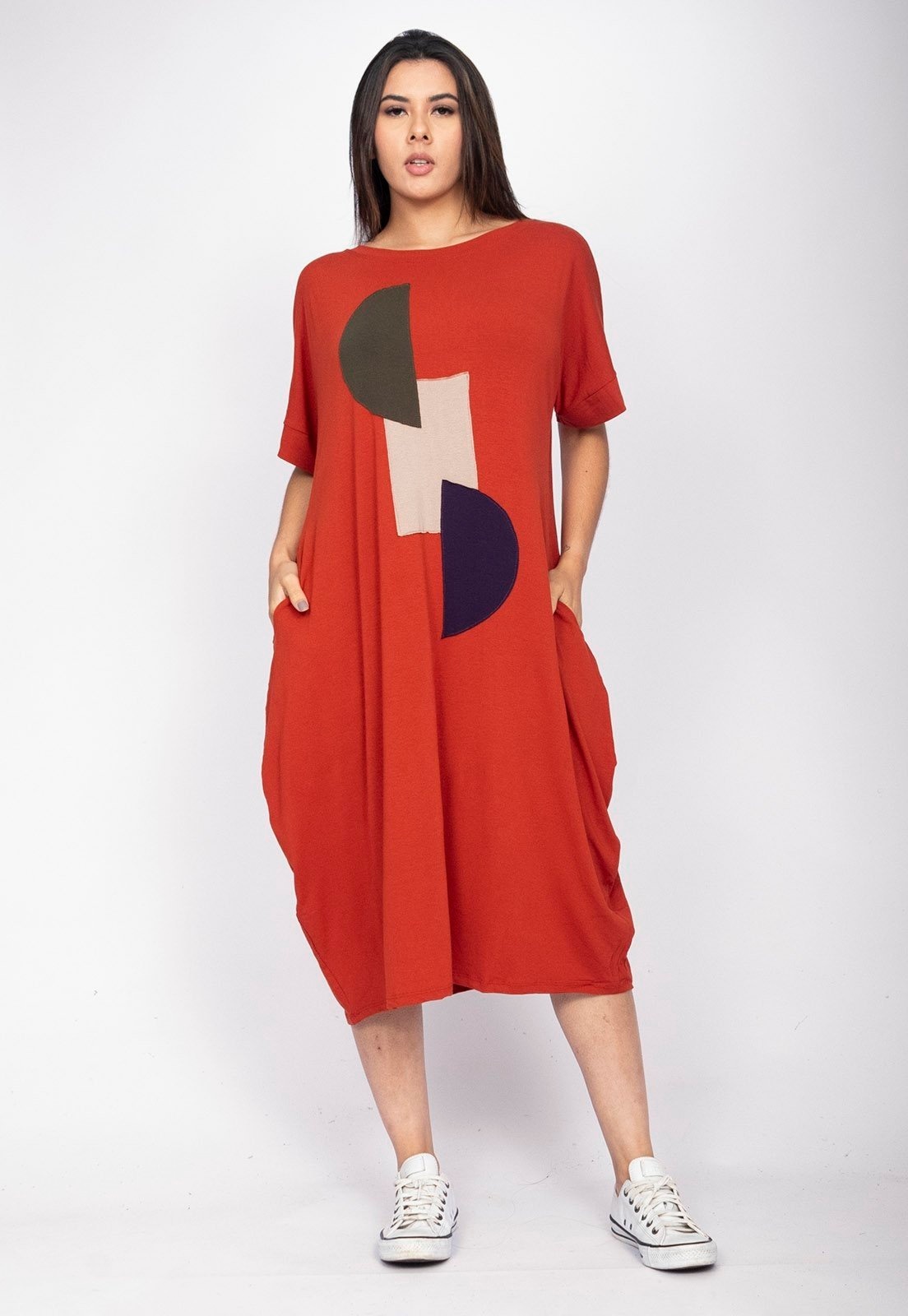 Imagem principal Vestido Amora Malha Amazonia Vital Midi Plus Terra Cota Amazonia Vital estampado/terracota