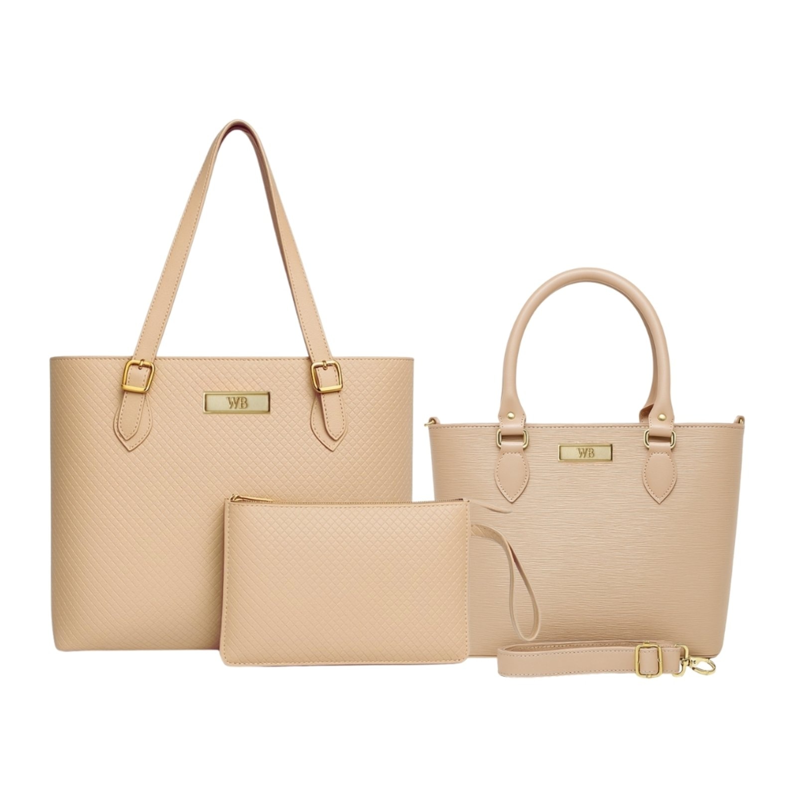 Imagem principal Kit Bolsa Feminina Willibags Sacola Grande Espaçosa + Bolsa Média Com Divisórias E Alça Transversal - Nude WILLIBAGS bege/nude nude