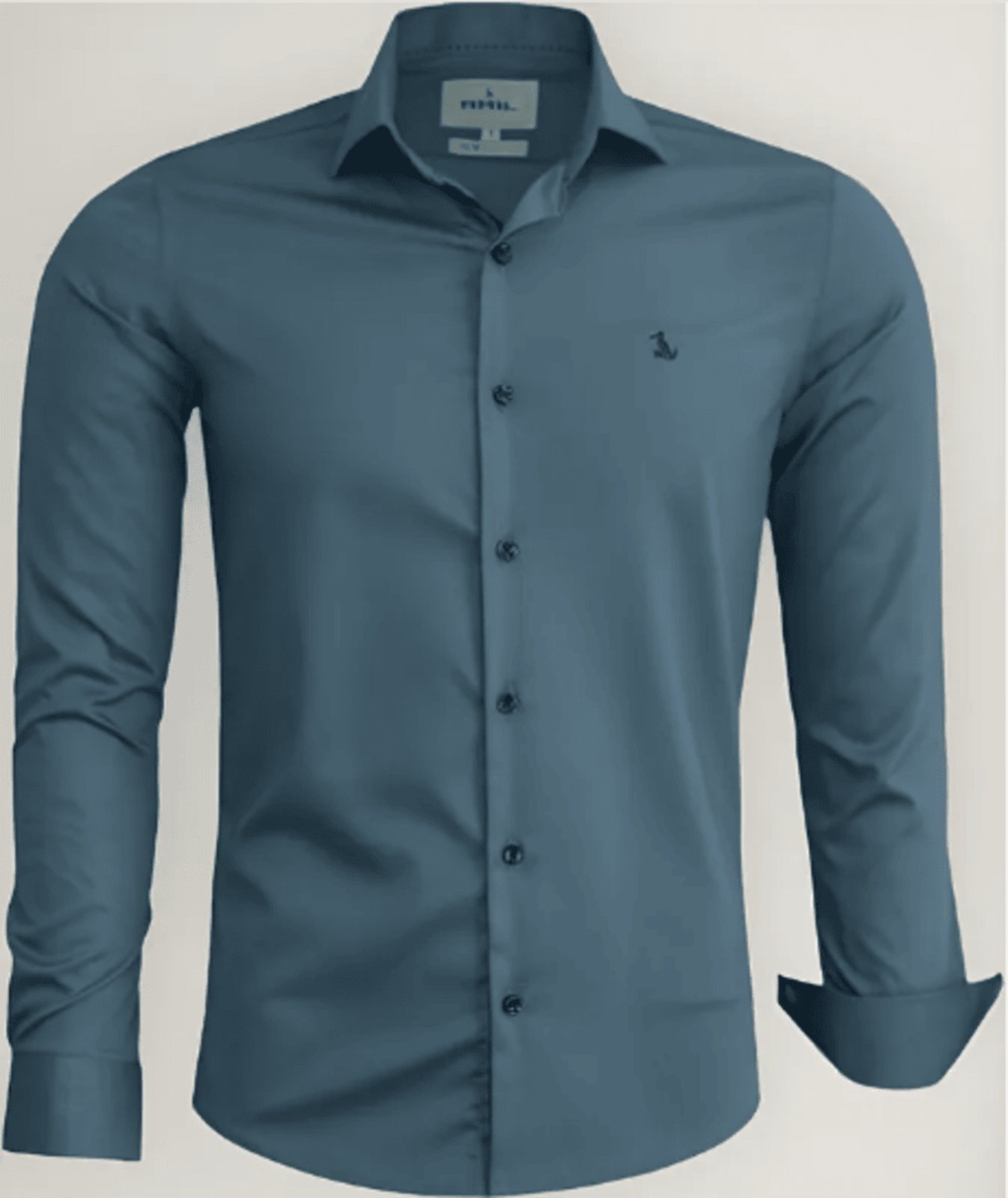 Imagem principal Camisa Social Amil Slim Bond Macia Viscose e Poliéster com Elastano Manga Longa Luxo Petróleo Amil azul marinho