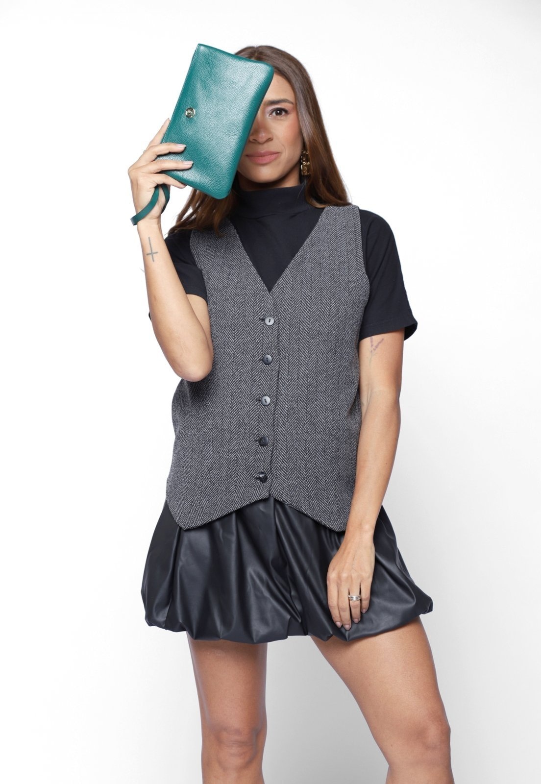 Imagem principal Bolsa Carteira Clutch Couro Mariart Cambará Amazônia Mariart verde