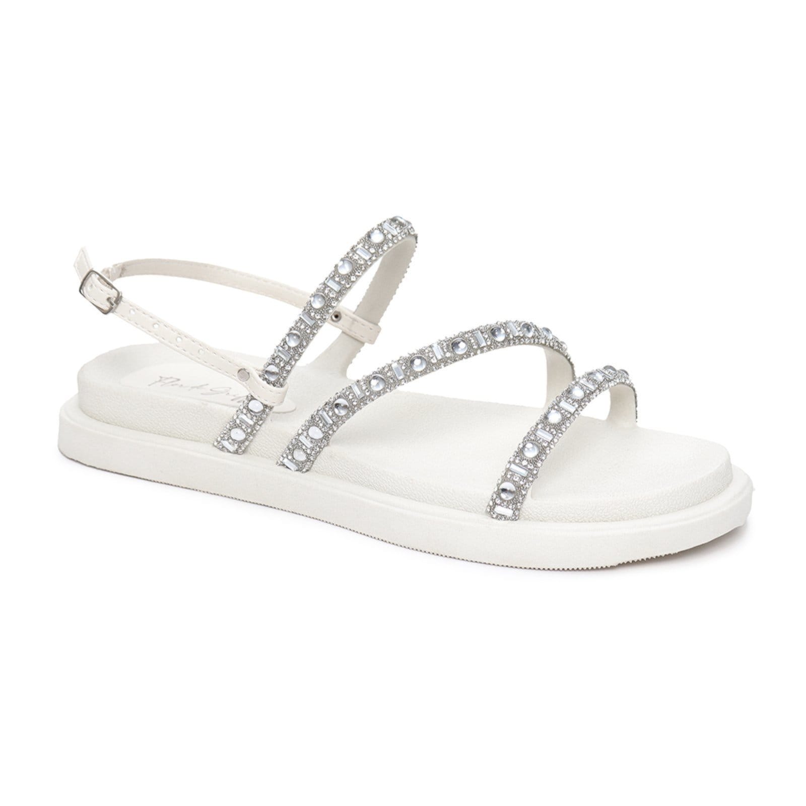 Sandália Papete Flor de Griffe Stras Off White