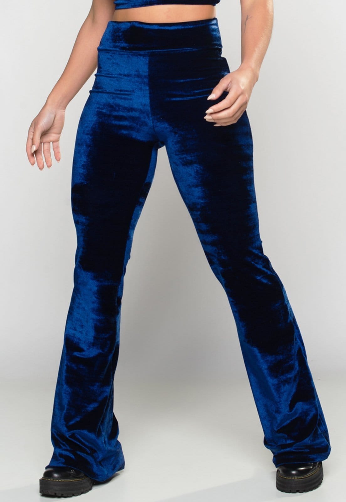 Calça Flare MVB Modas Pantalona Veludo Molhado