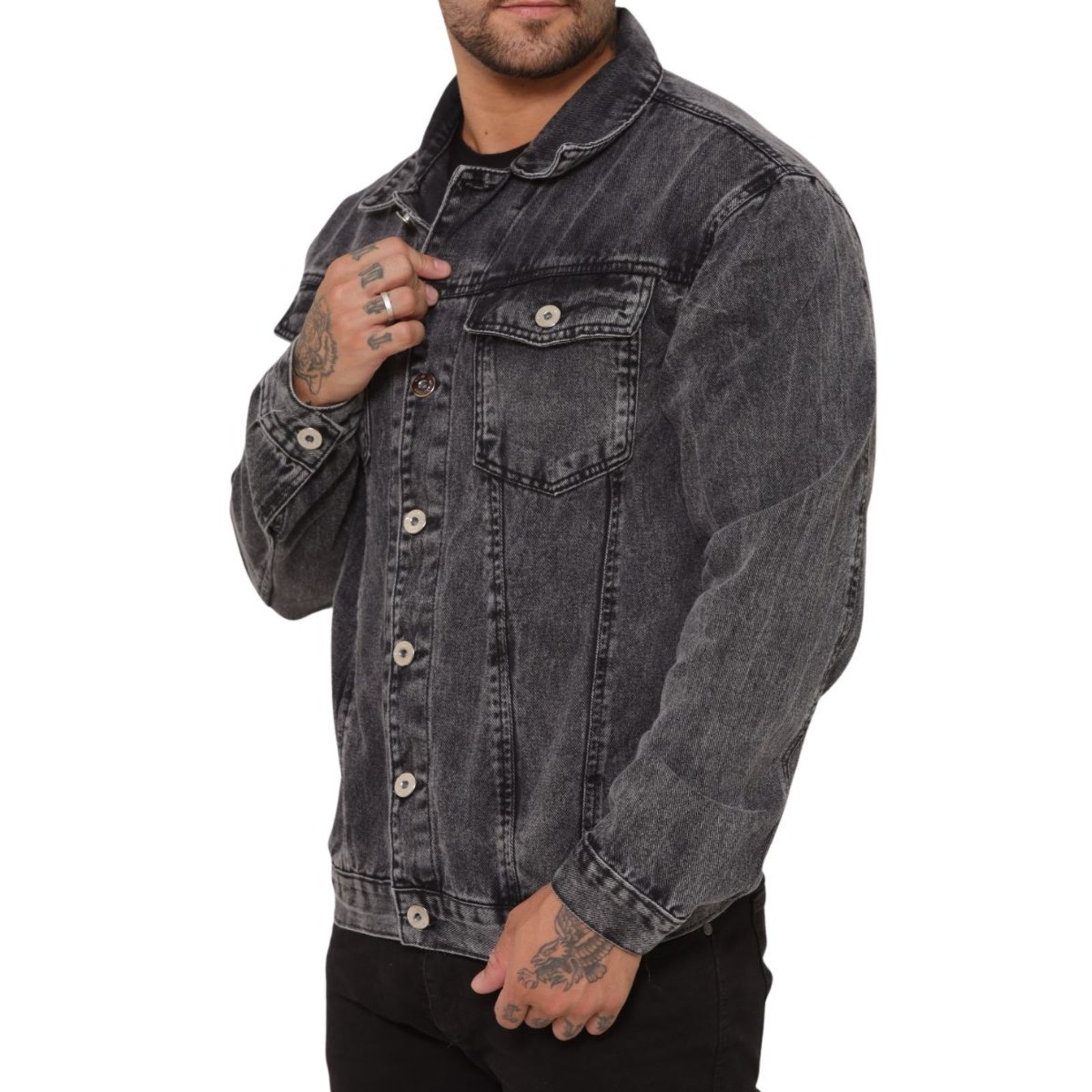 Imagem principal Jaqueta Masculina Jeans Confortável Alleppo Jeans grafite