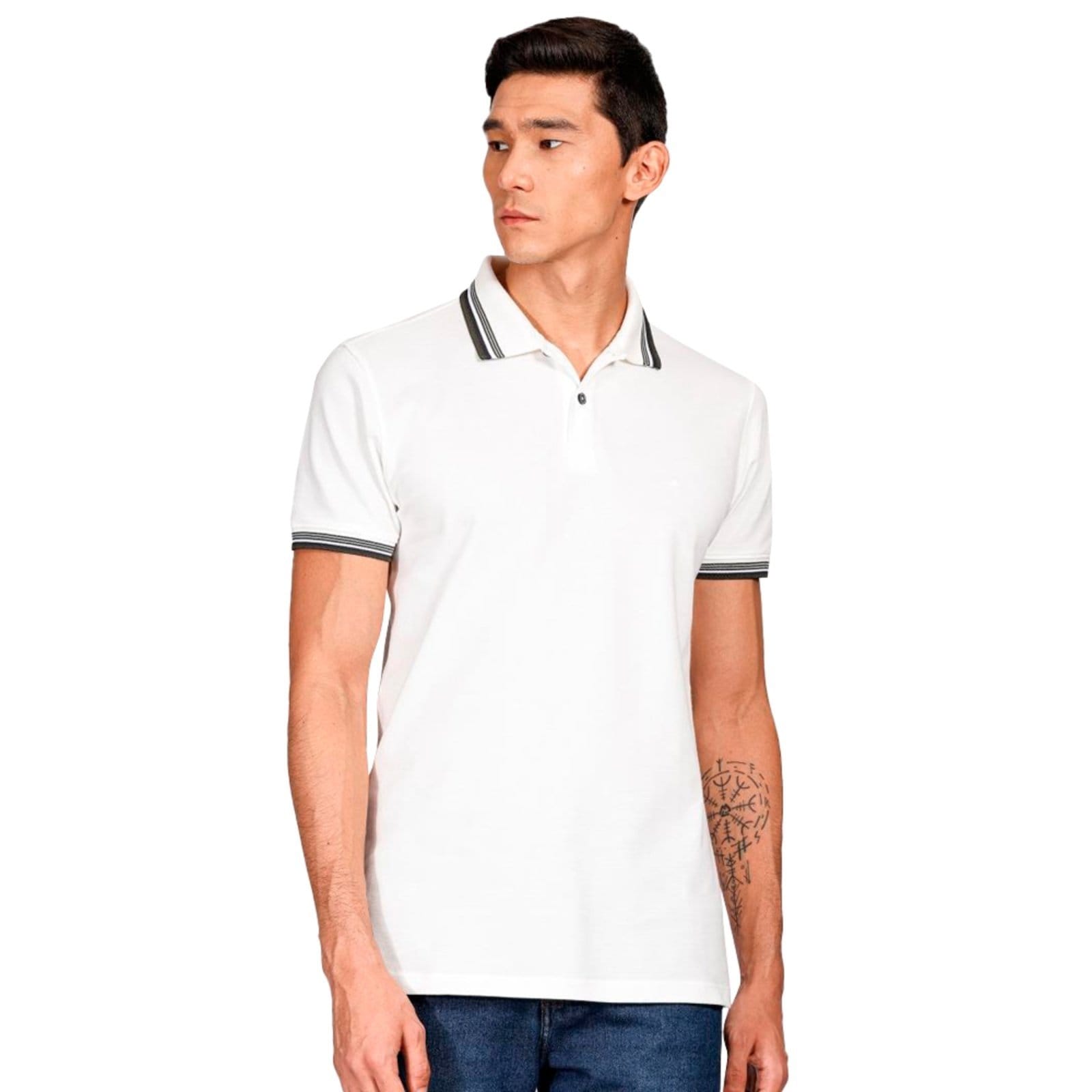 Camisa Polo Aramis Piquet 6 Frisos Ve25 Off White Masculino