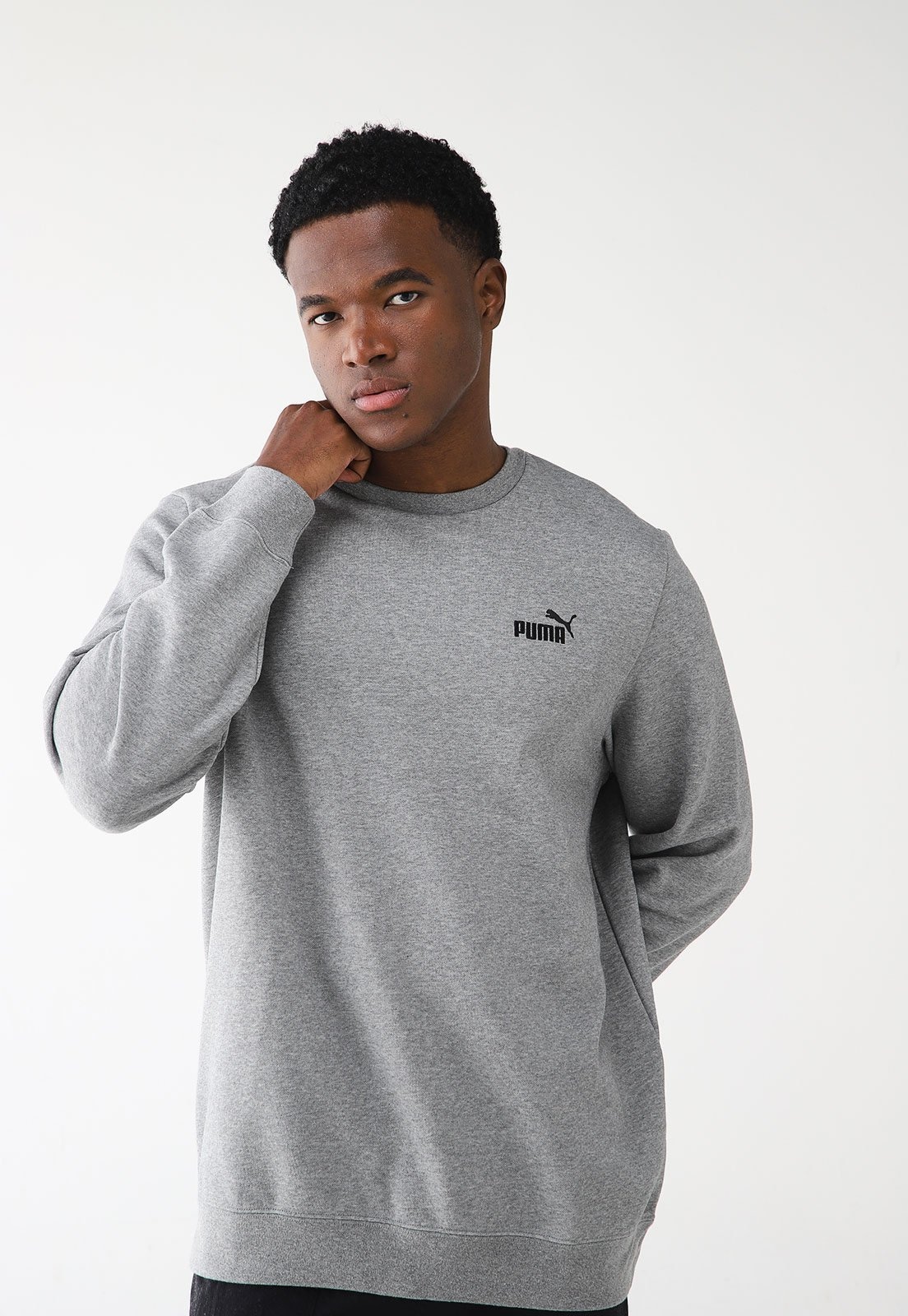 Imagem principal Blusa de Moletom Flanelada Fechada Puma Small Logo Crew Puma cinza