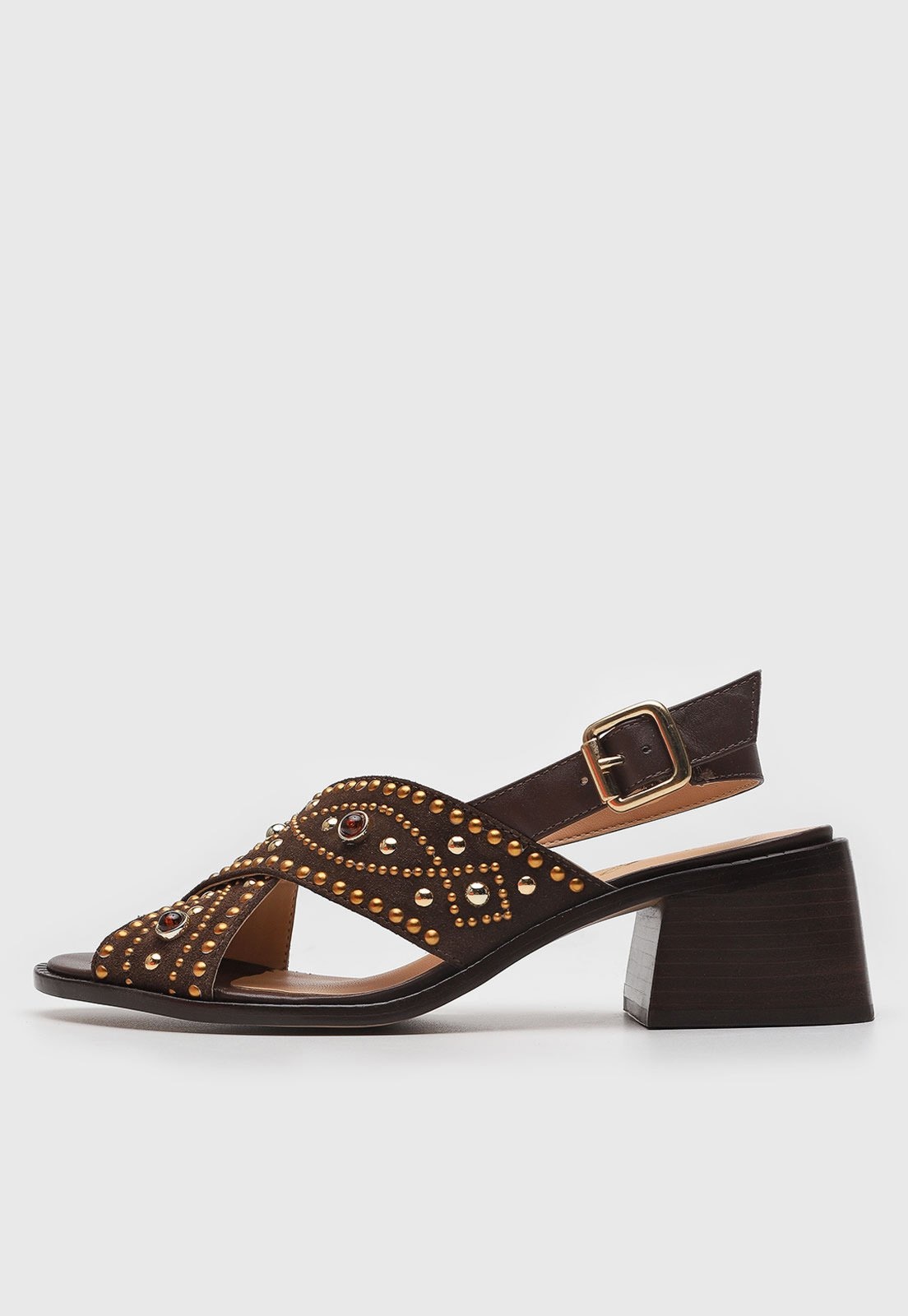 Imagem principal Sandália Feminina Luiza Barcelos Tiras Cruzadas Pedrarias Luiza Barcelos marrom