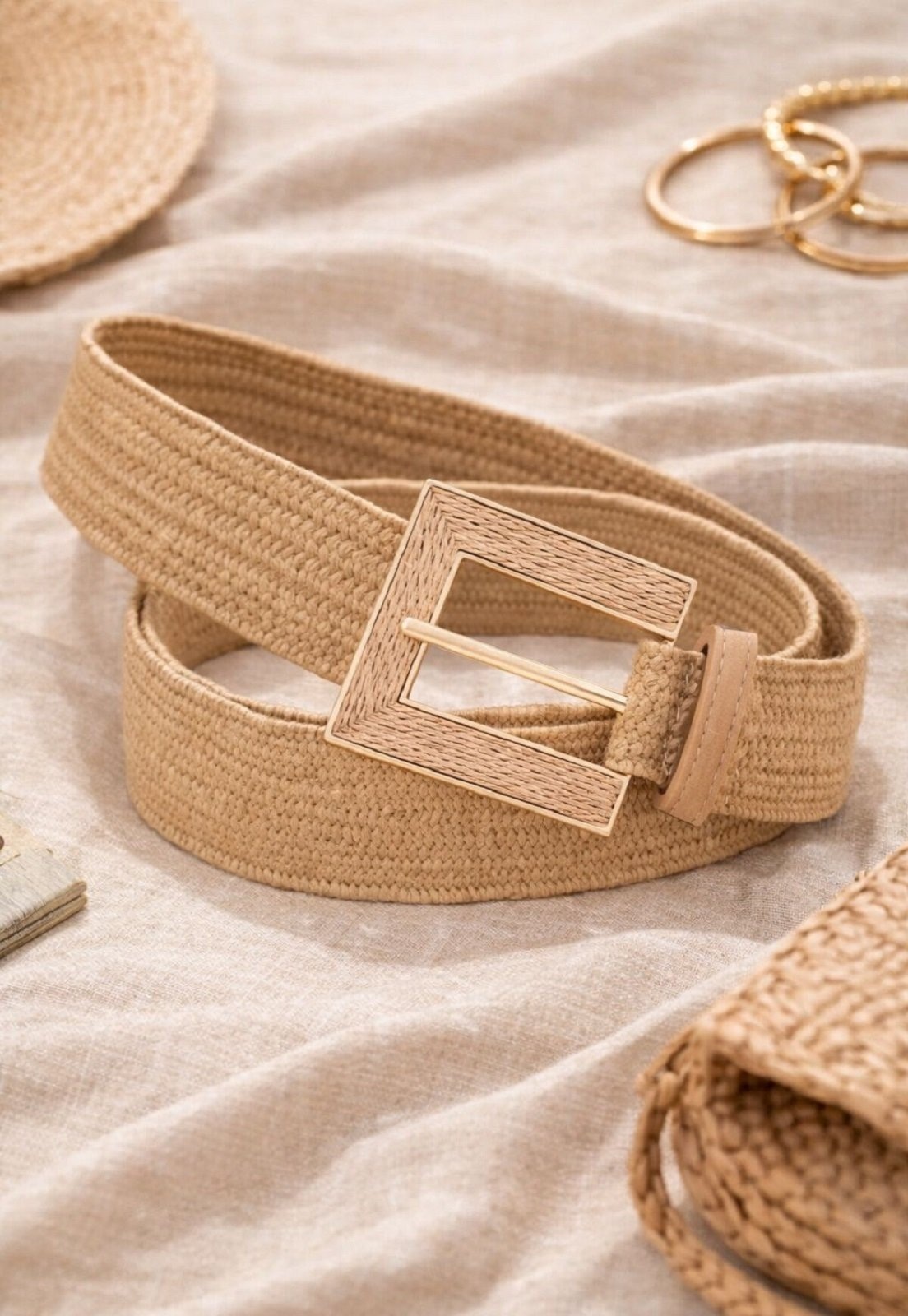 Imagem principal Cinto Cabanafree Inspiração Palha Elástico Casual Traçado Cabanafree bege