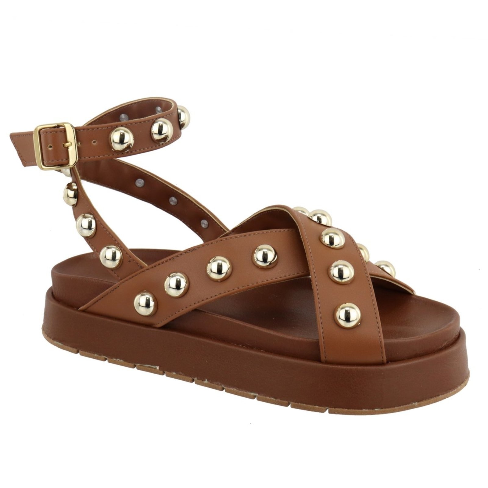 Imagem principal Sandalia Papete Flatform Feminina Bolinhas Sola Alta TELLINI STORE caramelo