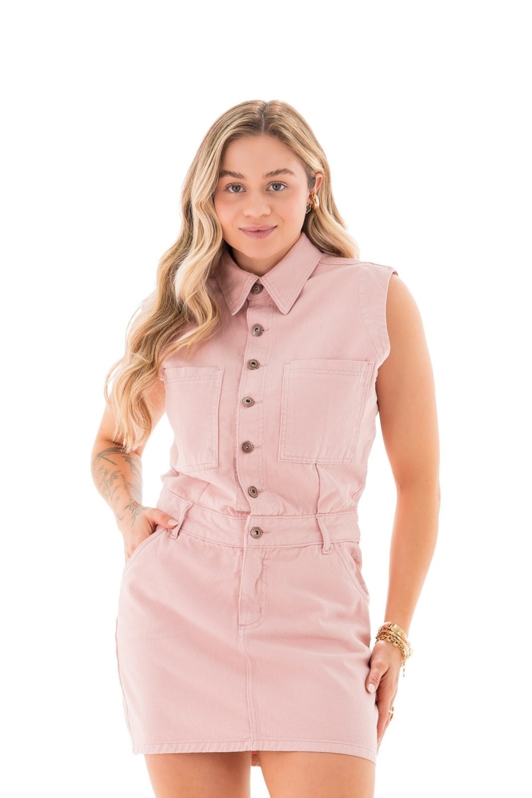 Imagem principal Vestido Collor Feminino Arauto ARAUTO JEANS rosa