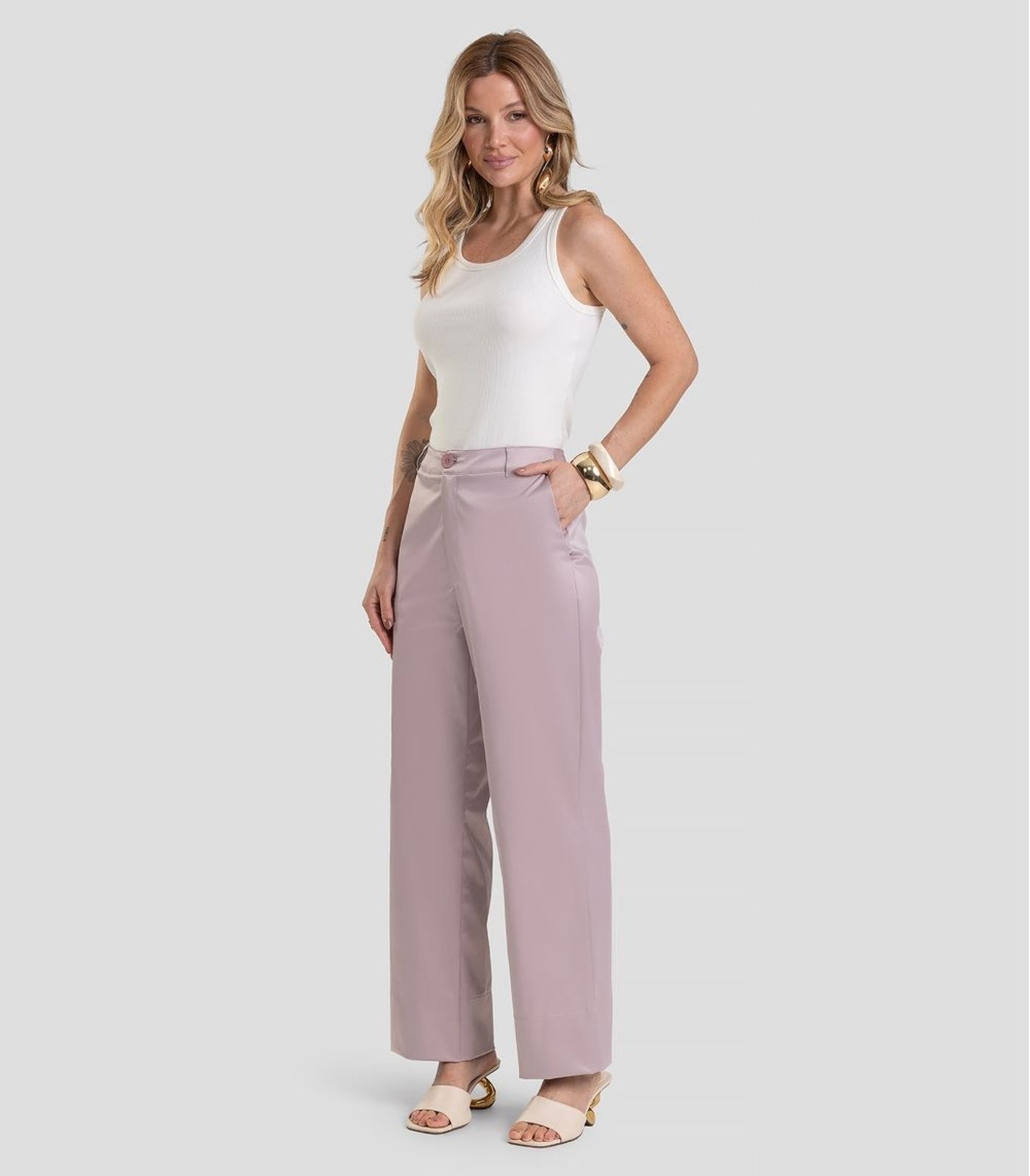 Imagem principal Calça Feminina Pantalona em Tecido Plano Dianna Dianna cinza