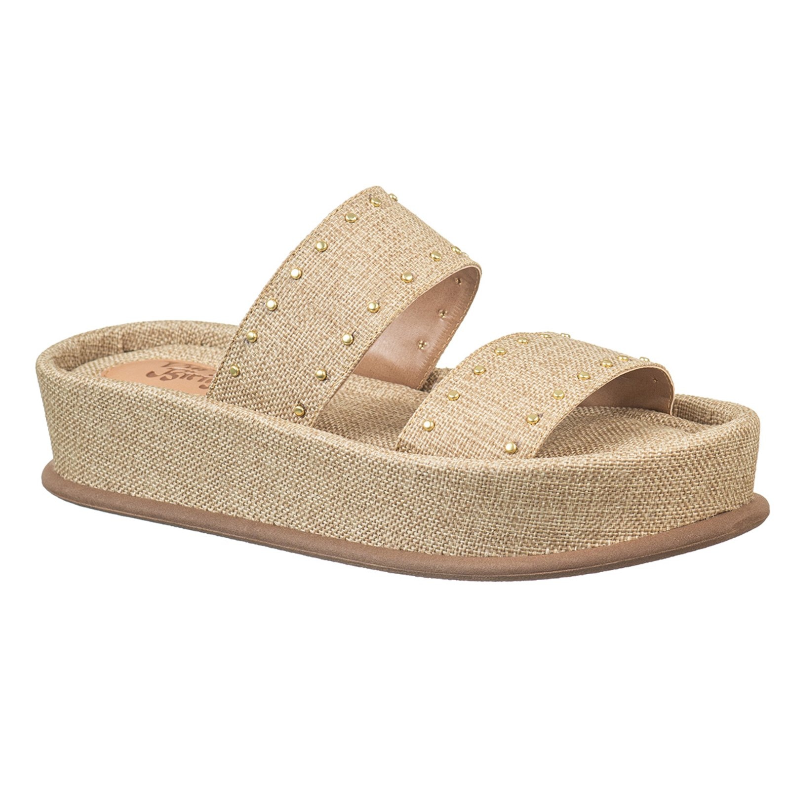 Imagem principal Sandália Feminina FlatForm Duas Tiras Com Tachas Via Birigui PALHA VB Calçados preto