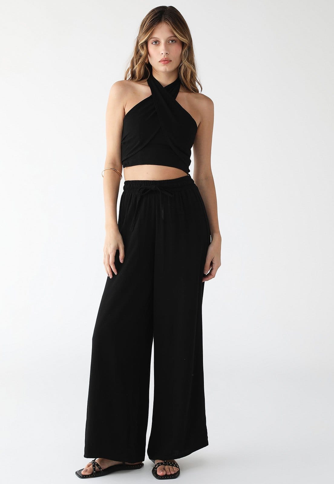 Conjunto Cropped Multiformas e Pantalona Levosch De Linho