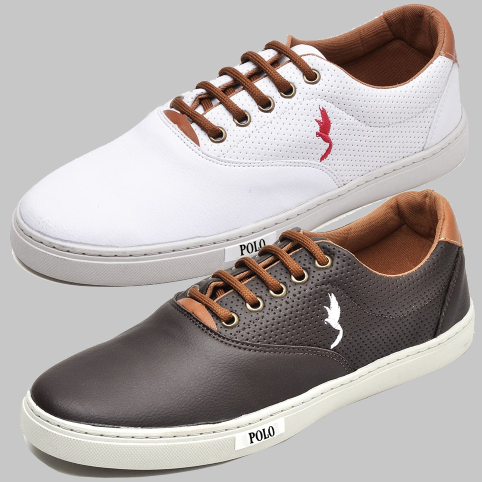 Imagem principal Kit 2 Pares Sapatênis Masculino Casual Polo Blu Branco/Café Polo Blu marrom blu