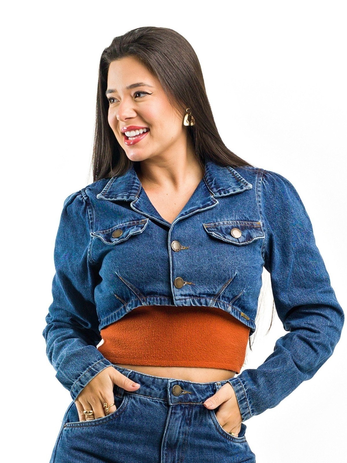 Imagem principal Jaqueta Restrito Jeans Curta com Botões Restrito Jeans azul