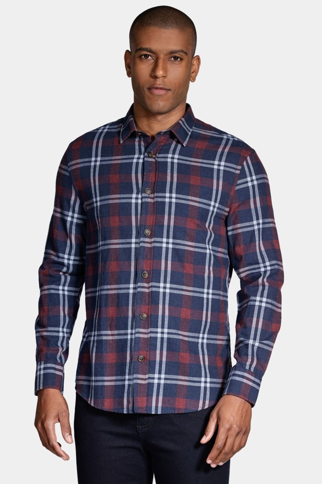 Imagem principal Camisa Aramis Manga Longa Slim Xadrez Marinho Com Vermelho Aramis azul marinho