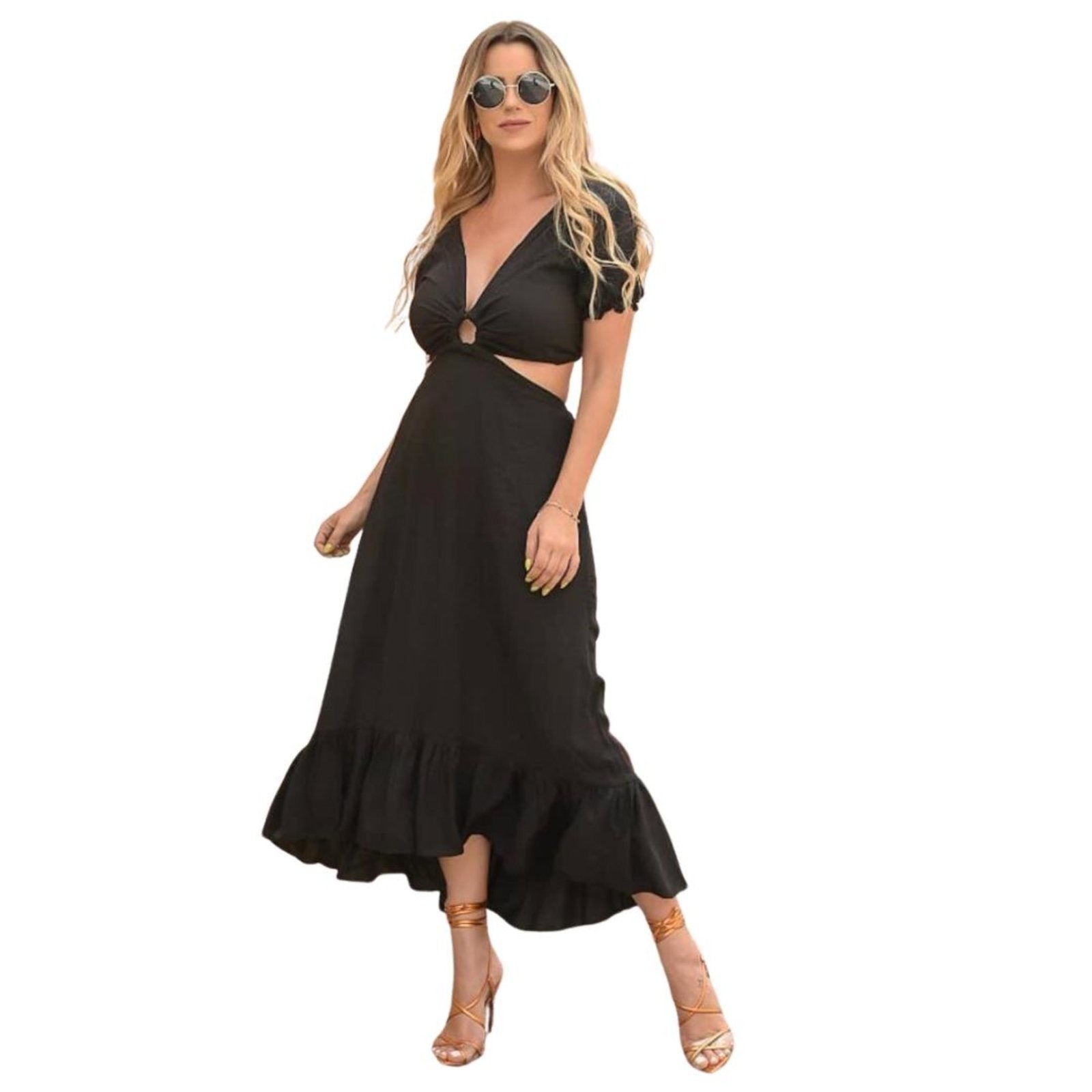 Imagem principal Vestido Abertura Argola Cia do Vestido preto