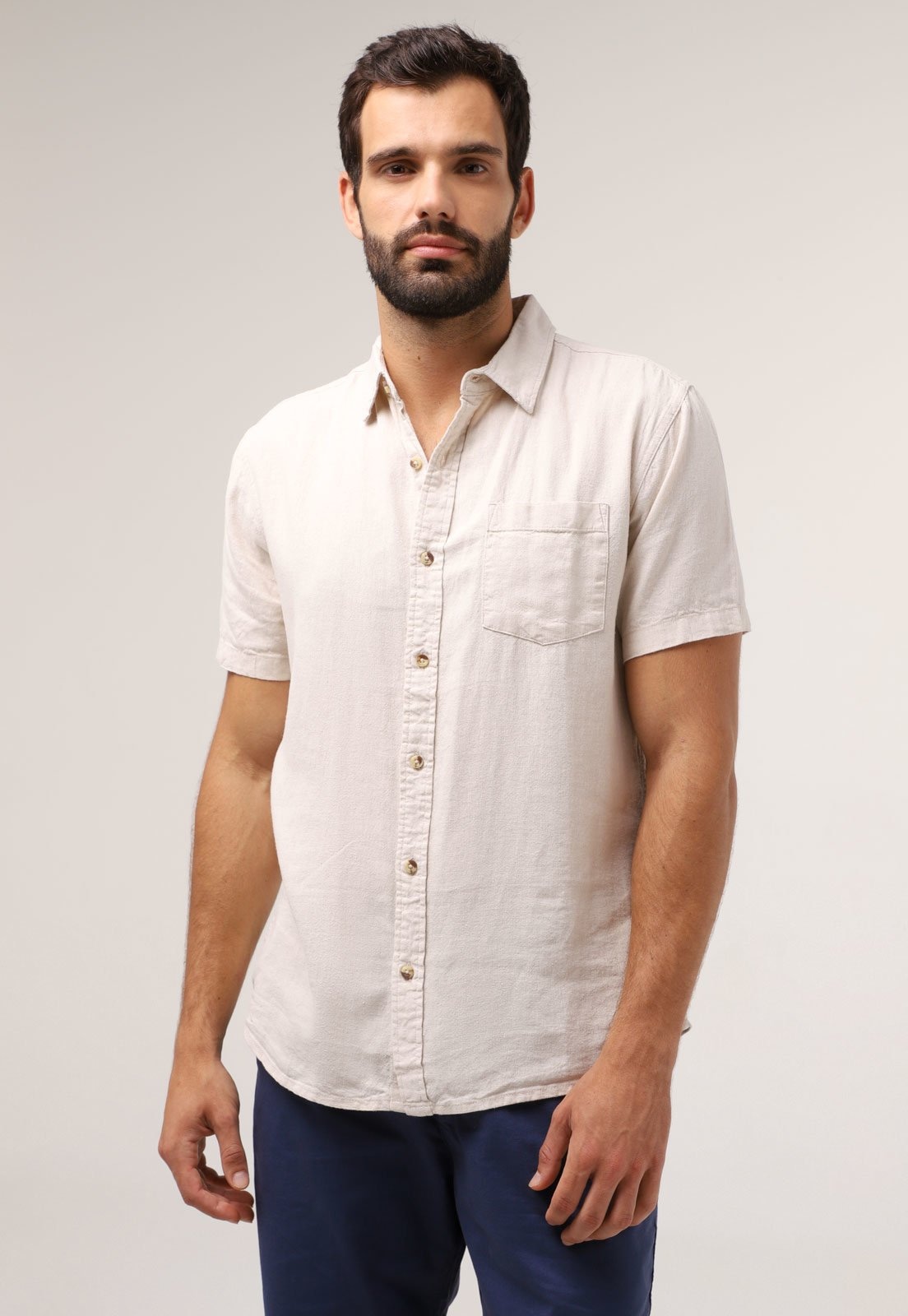 Imagem principal Camisa Linho Hering Reta Bolso Hering bege