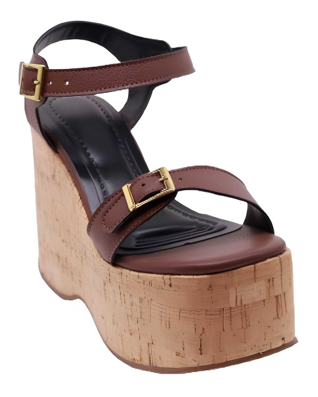 Imagem principal Sandália Feminino Anabela Cortiça Plataforma 182176 Floter Cacau Flor da Pele marrom