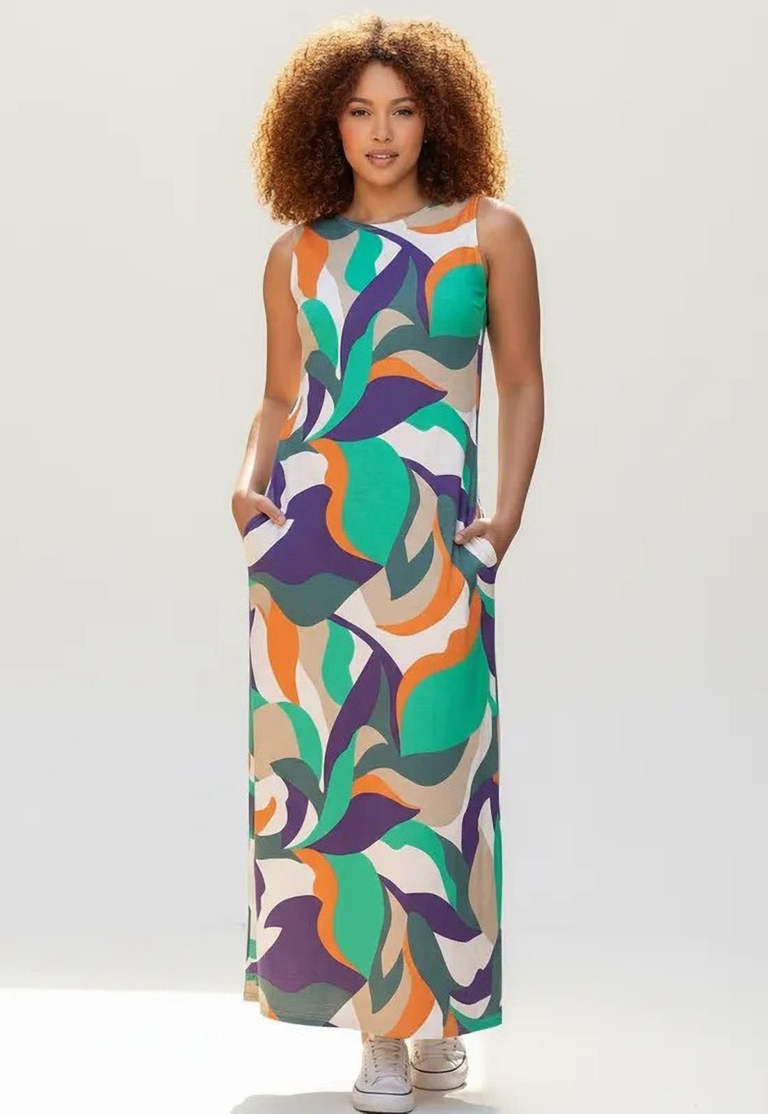 Imagem principal Vestido CabanaFree Longo Plano com Bolso Estampa Brisa do Mar Cabanafree estampado