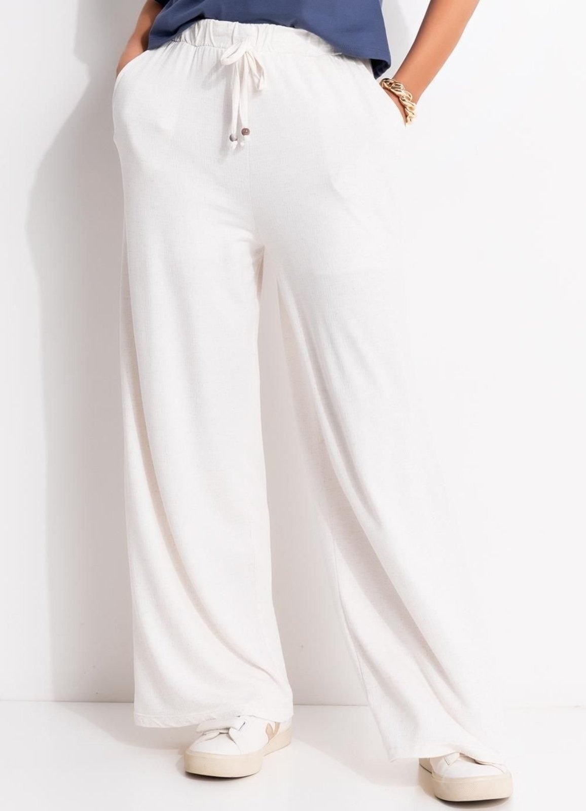 Imagem principal Calça Em Malha Texturizada Natural Quintess bege natural