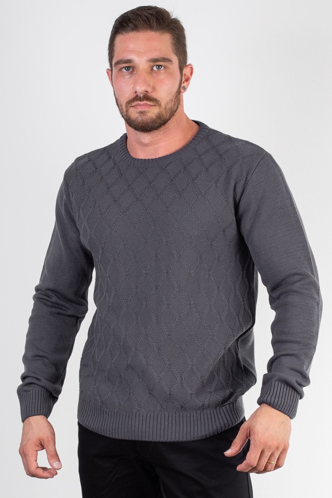 Imagem principal Blusão de malha masculino 50010 - Chumbo Enluaze azul marinho