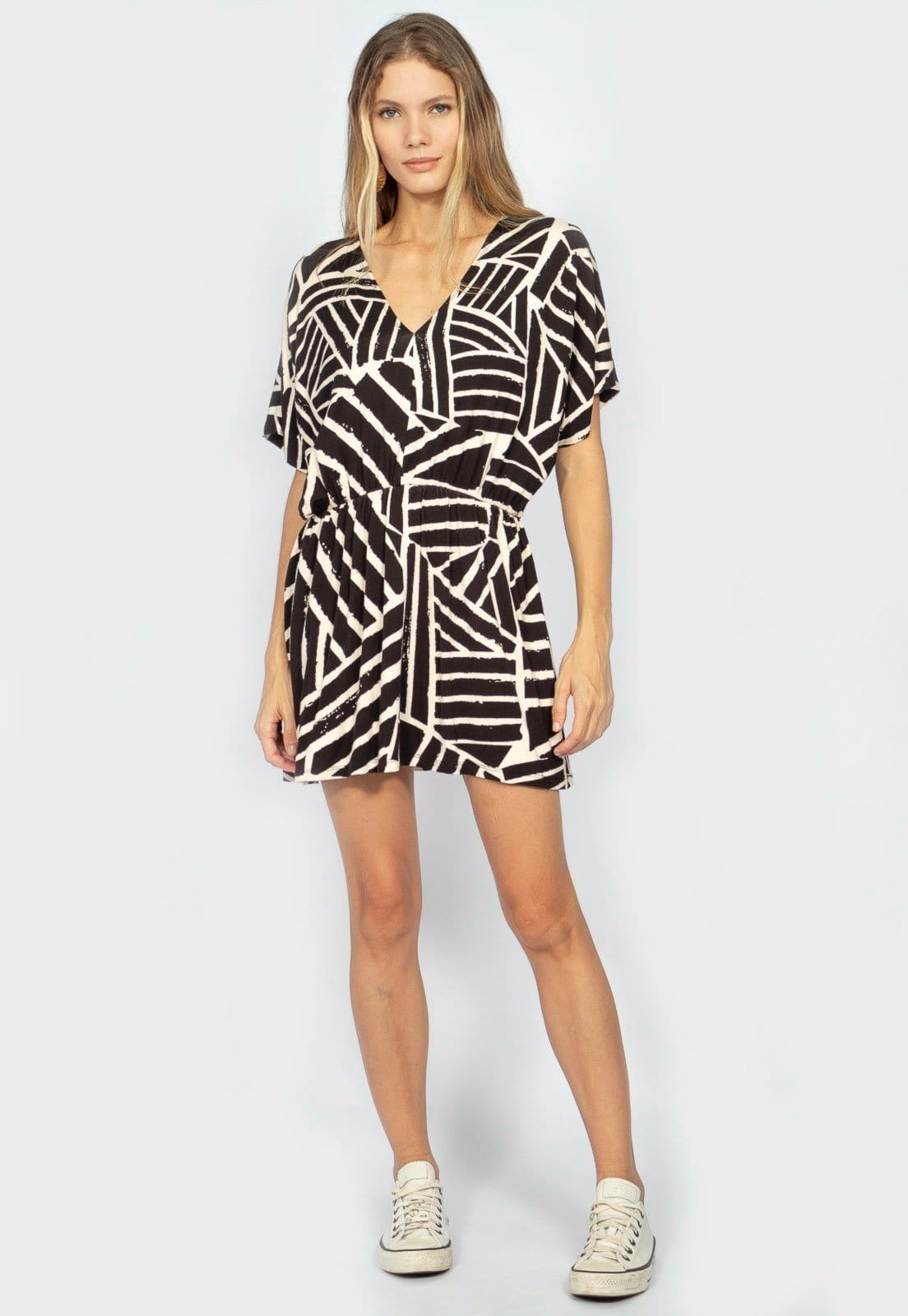 Vestido Amazonia Vital Curto Saída de Praia Maragogi Malha Manga Morcego Étnico Maia o