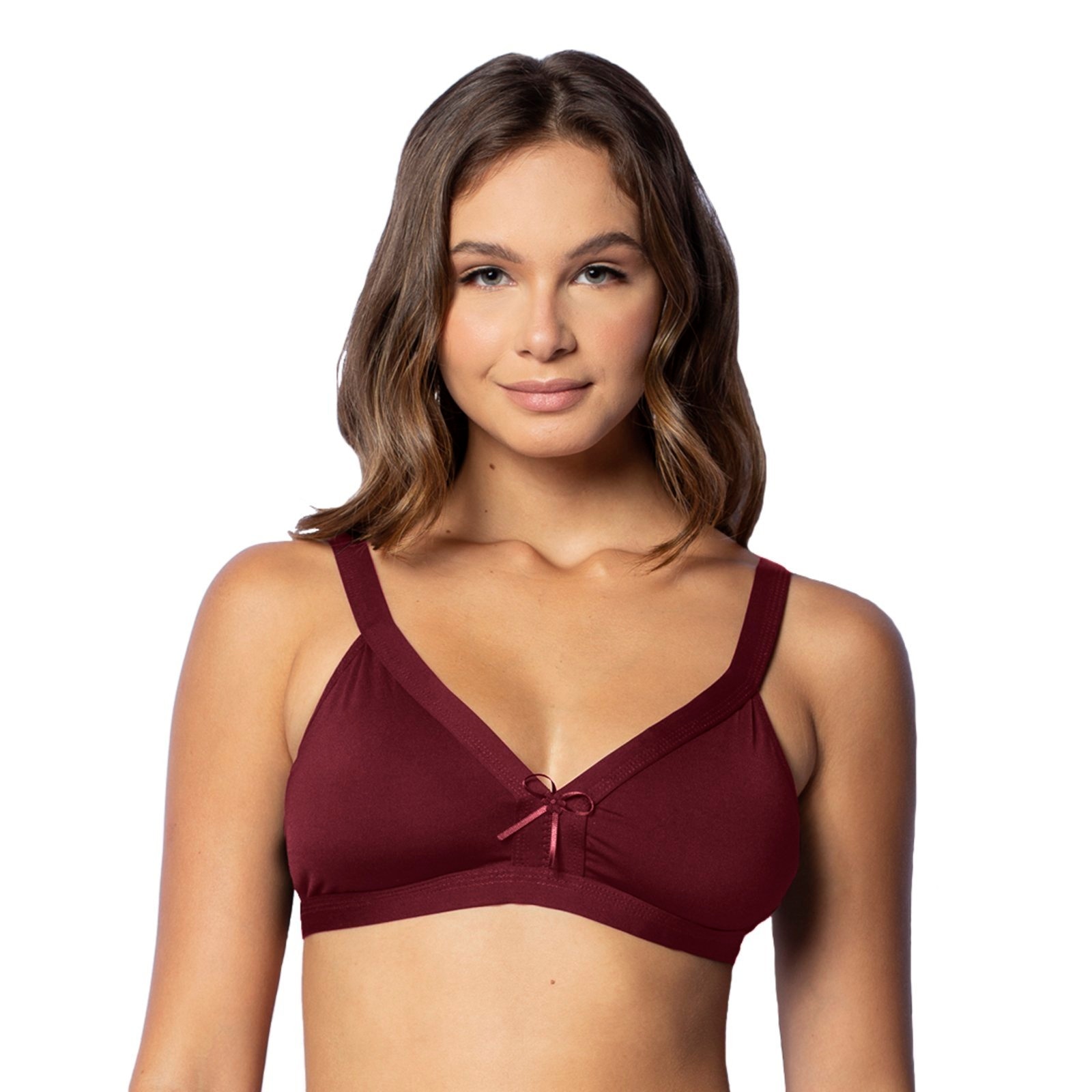 Imagem principal Sutiã Gabi Lingerie Feminino Sem Bojo Liso Confortável Microfibra Básico Poliamida Rubro Gabi Lingerie bordô/vinho