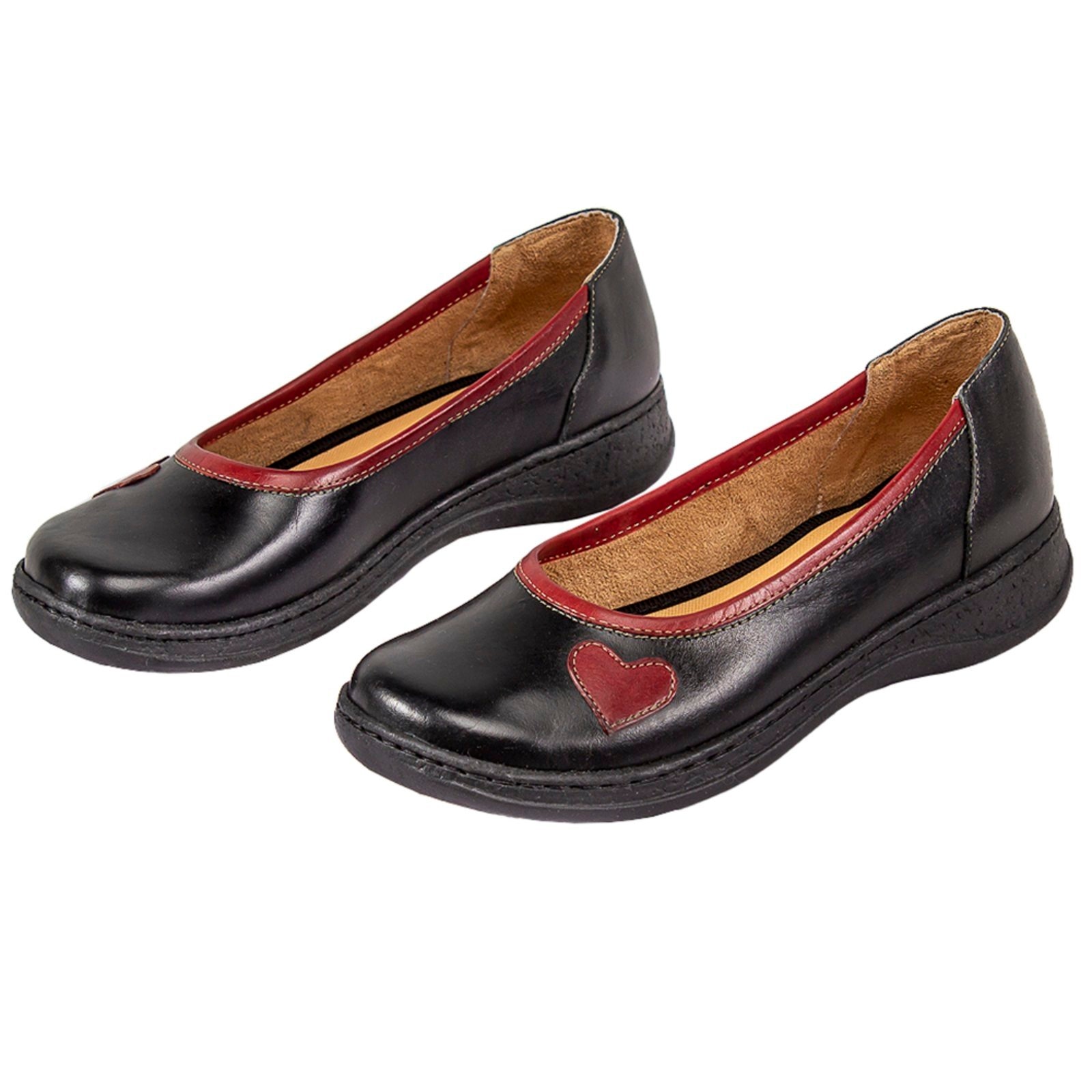 Imagem principal Sapatilha BaixoBico Redondo Couro Conforto e Vermelho Serella preto