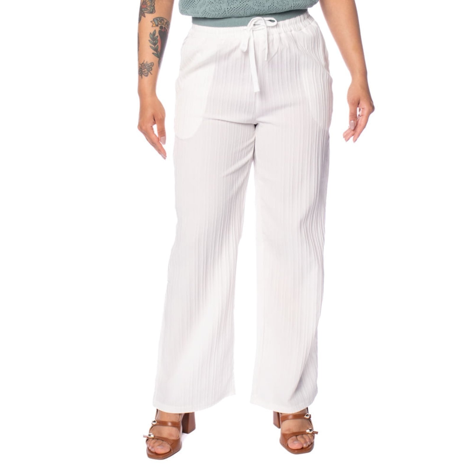 Imagem principal Calça Feminina Facinelli Reta Texturizada Branca Facinelli branco