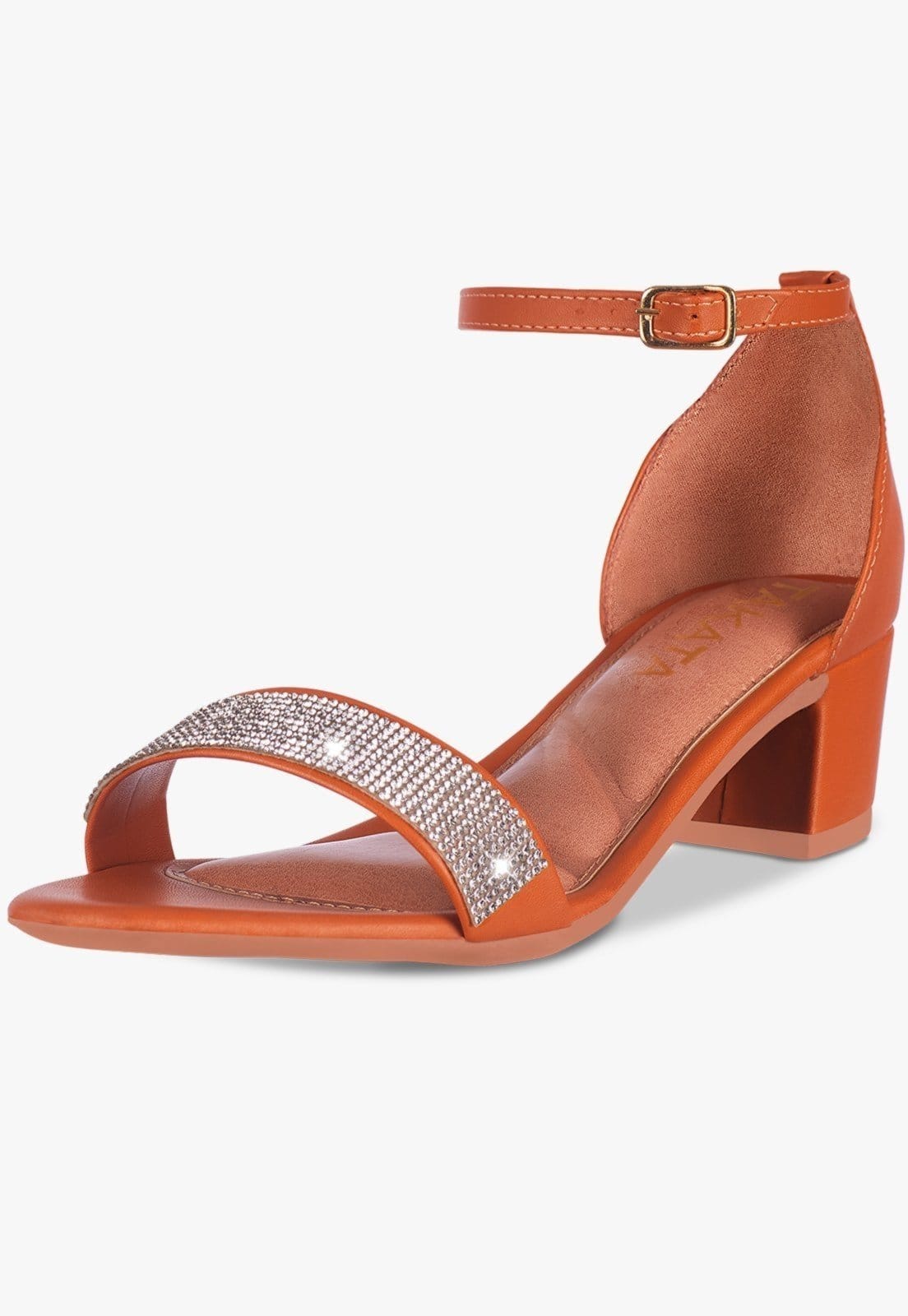 Sandália Feminina Salto Quadrado Bloco Baixo Verniz Strass Brilho