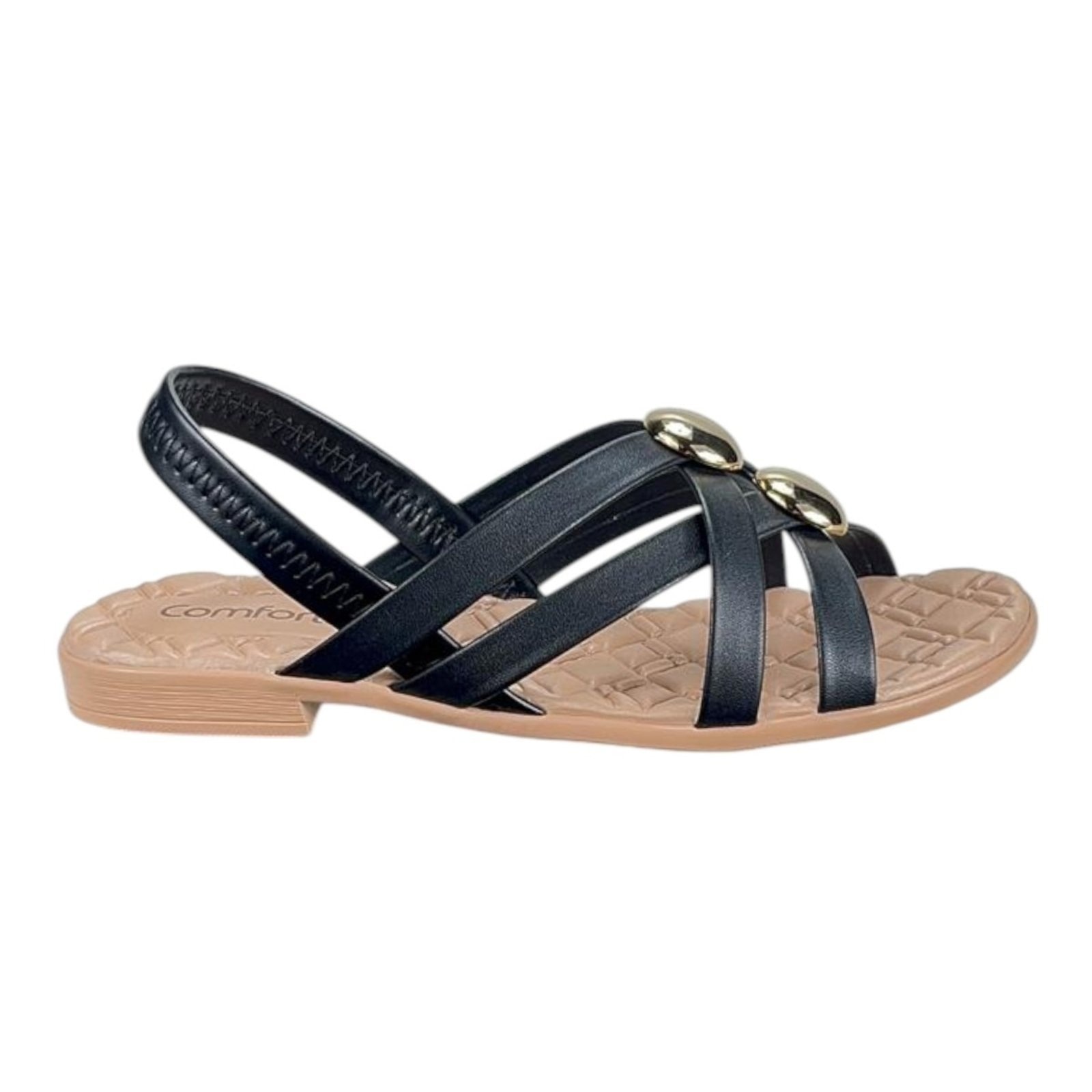 Imagem principal Sandália Rasteirinha Comfortflex Trama Metal 2541403 Comfortflex preto