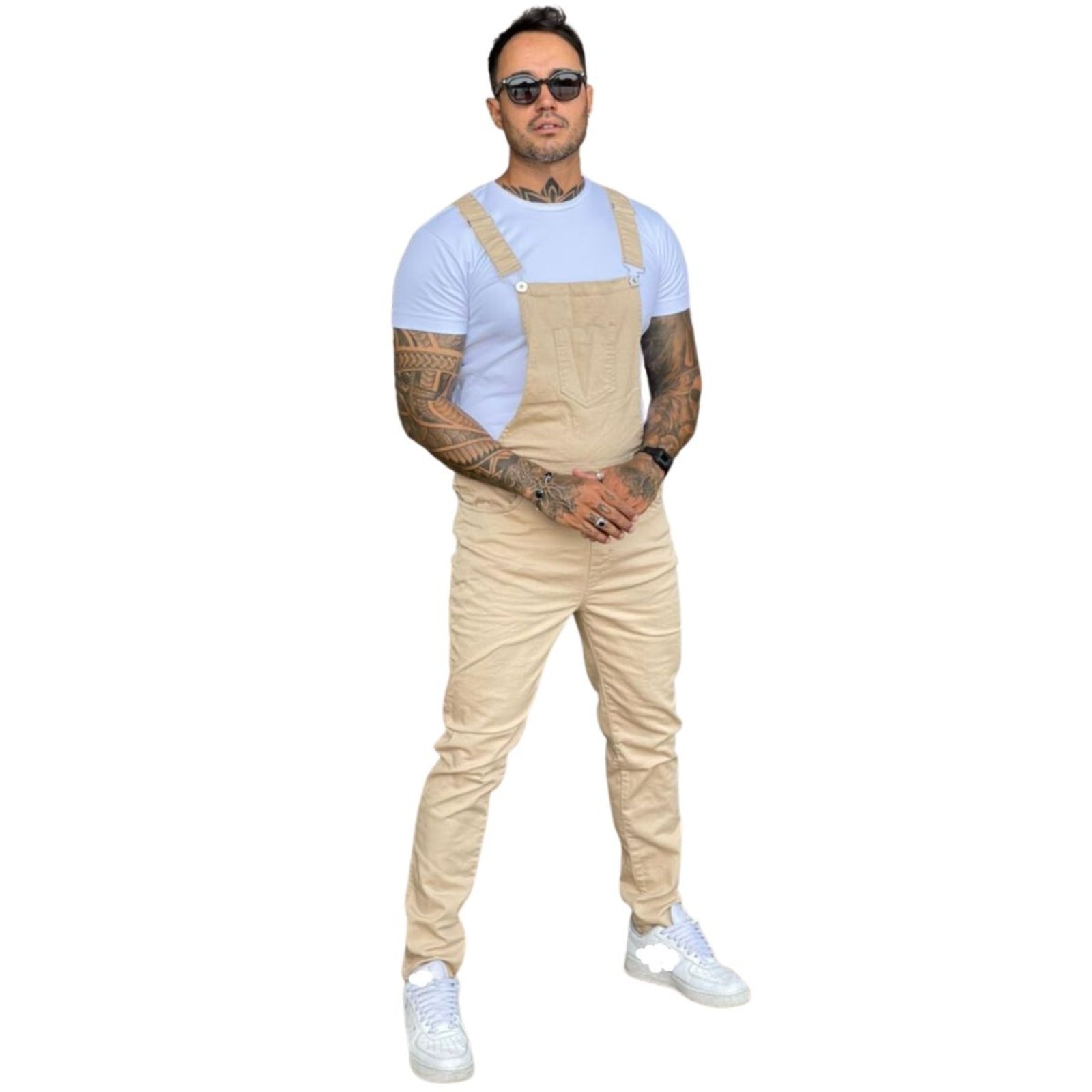 Imagem principal Macacão Masculino Jeans Loka Creme Sarja Jeans Loka bege/cáqui