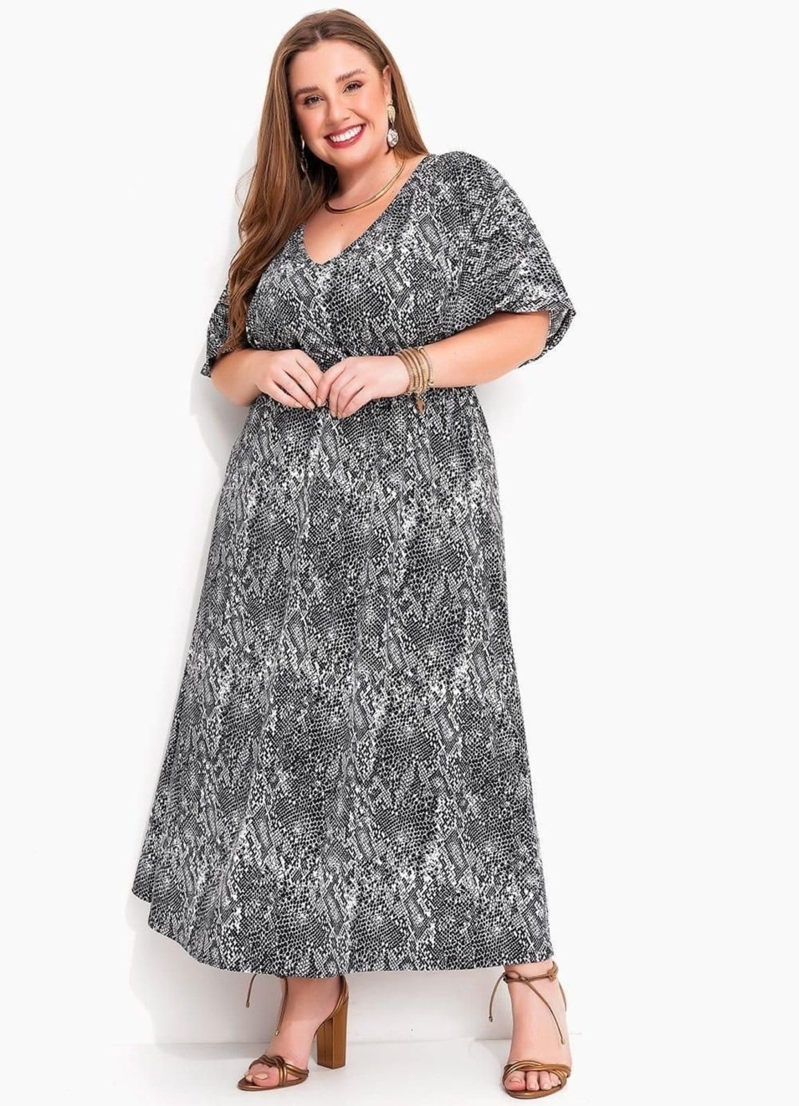 Vestido Em Malha Fria Cobra